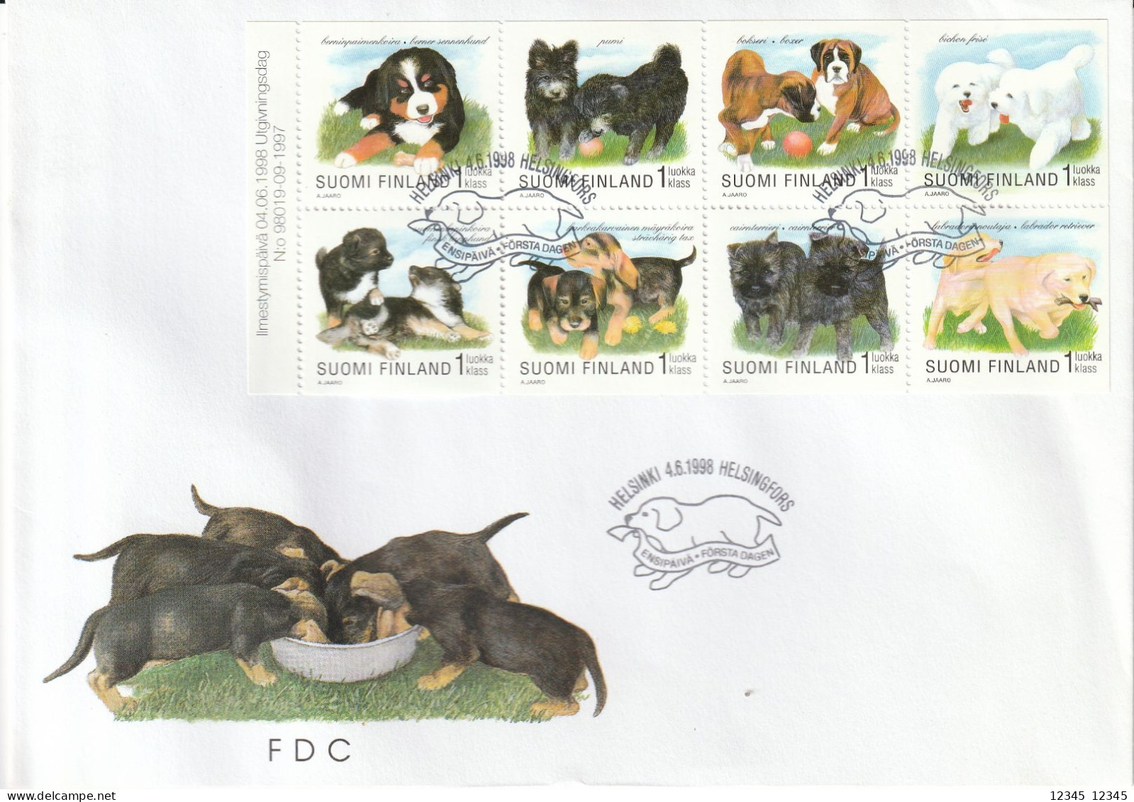 Finland 1998, FDC Unused, Dogs - FDC