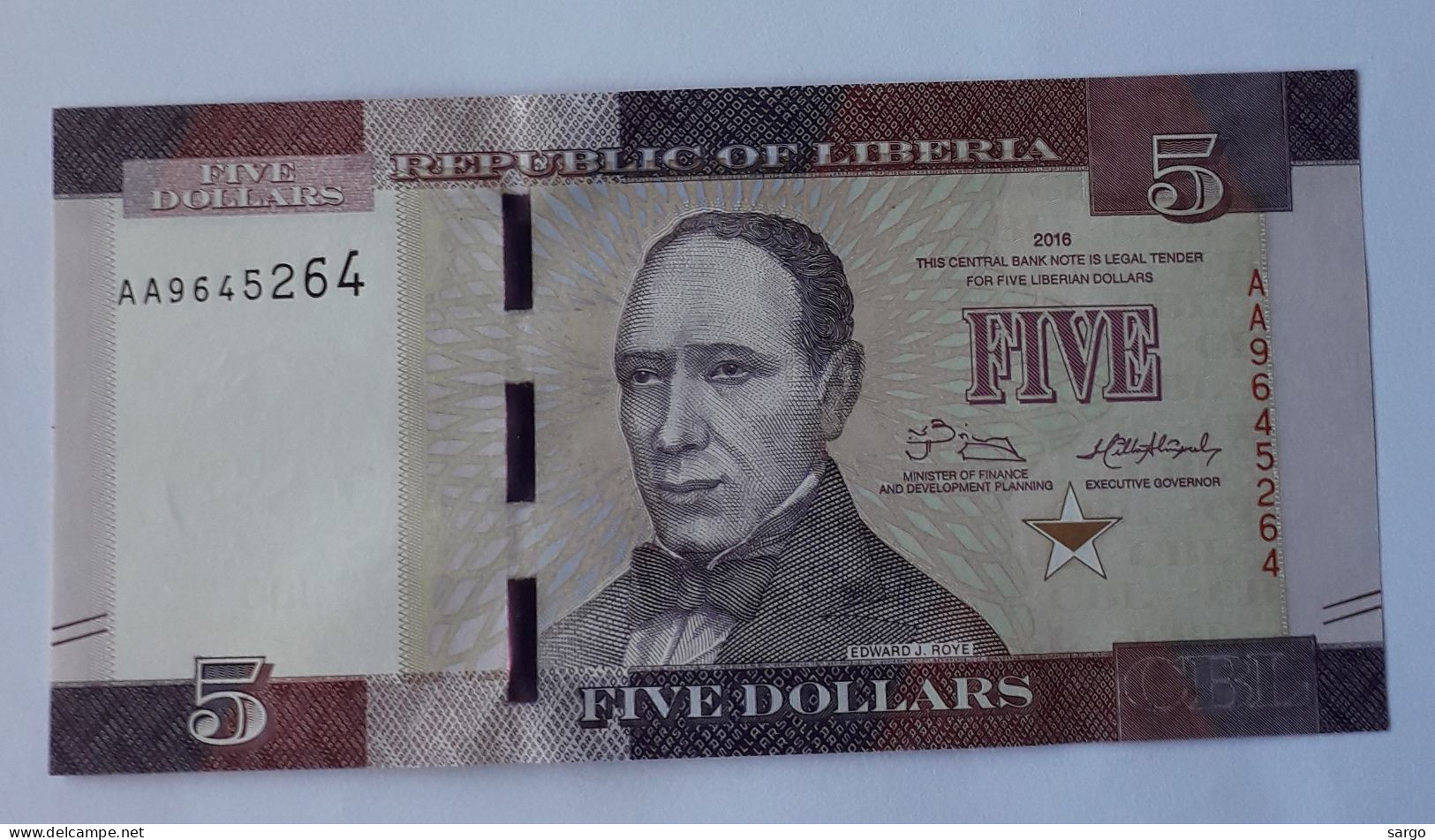 LIBERIA - 5 DOLLARS - 2016 - P 31  - UNC - BANKNOTES - PAPER MONEY - CARTAMONETA - - Liberia