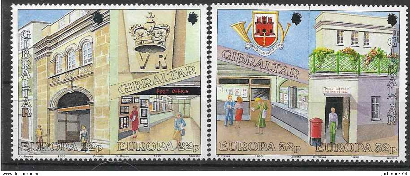 1990 GIBRALTAR 599-602** Europa, Batiments Postaux - Gibraltar