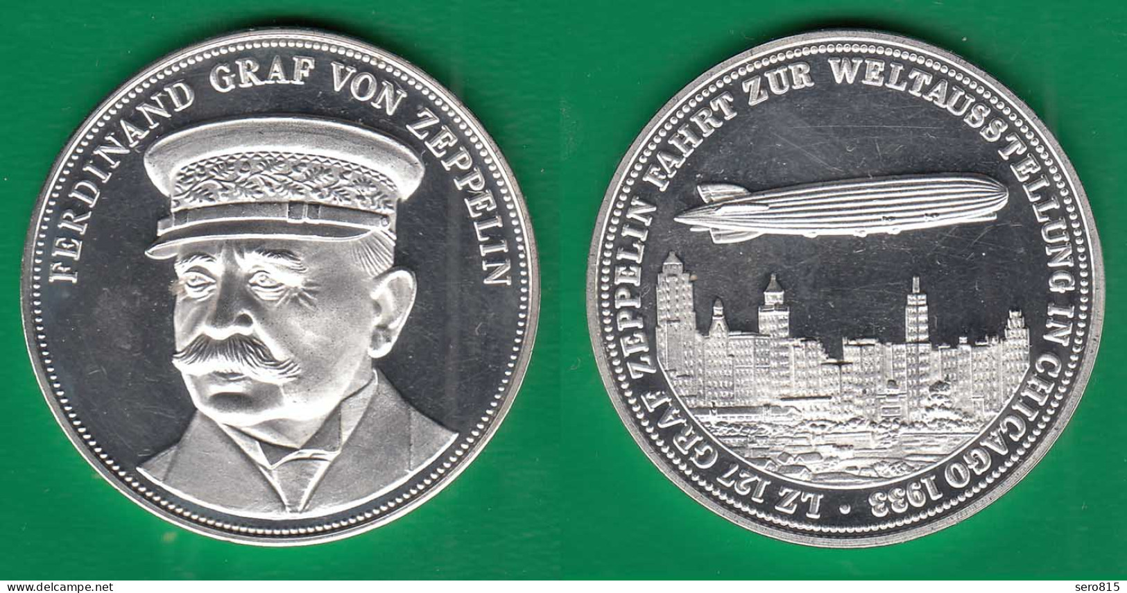 Medaille Ca.39 Mm Ca.24 Gramm LZ 127 Weltausstellung Chicago Graf Von Zeppelin - Zonder Classificatie