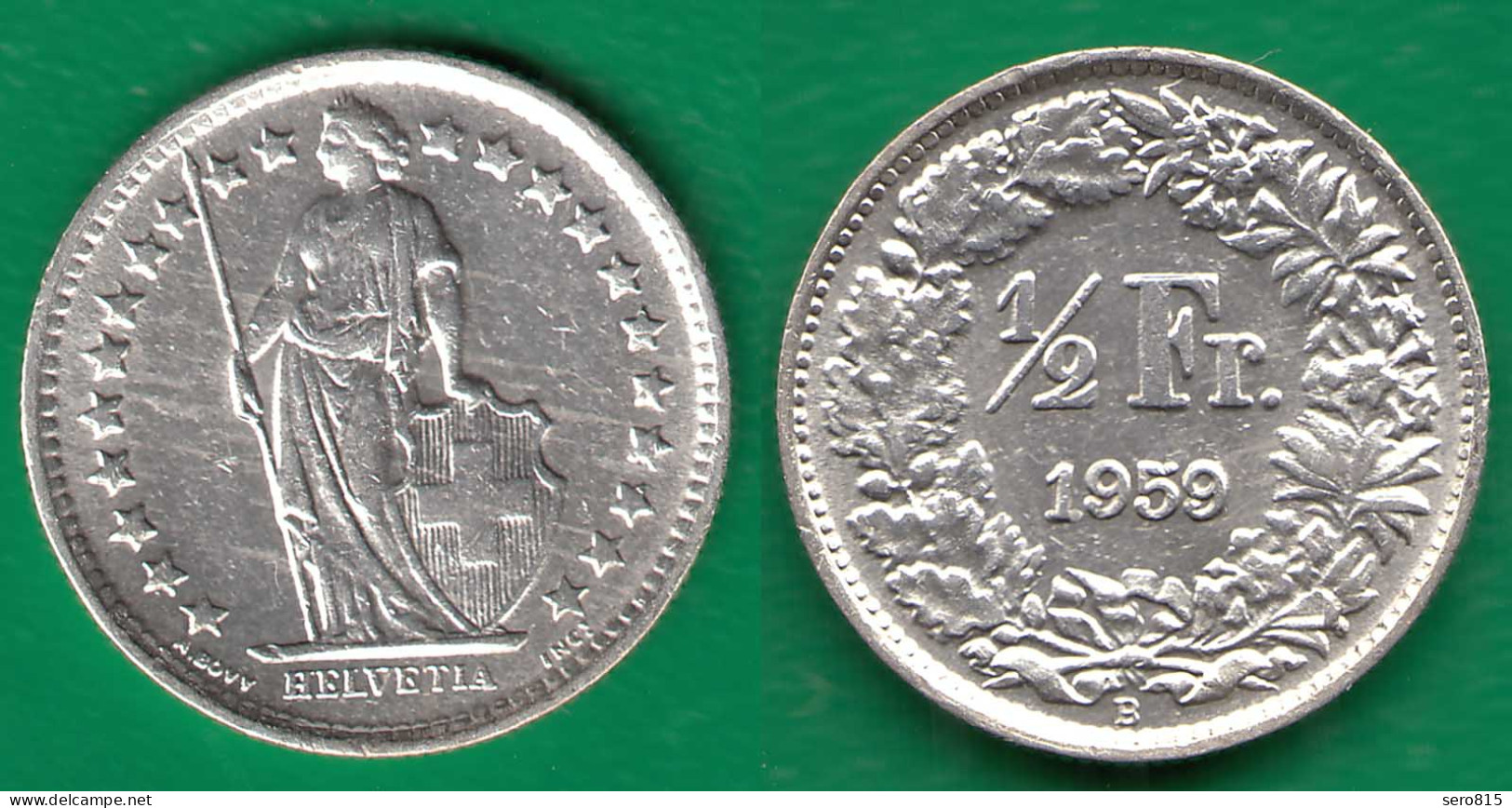 Schweiz - Switzerland 1/2 Franken 1959 SILVER Silber COIN    (32459 - Autres & Non Classés