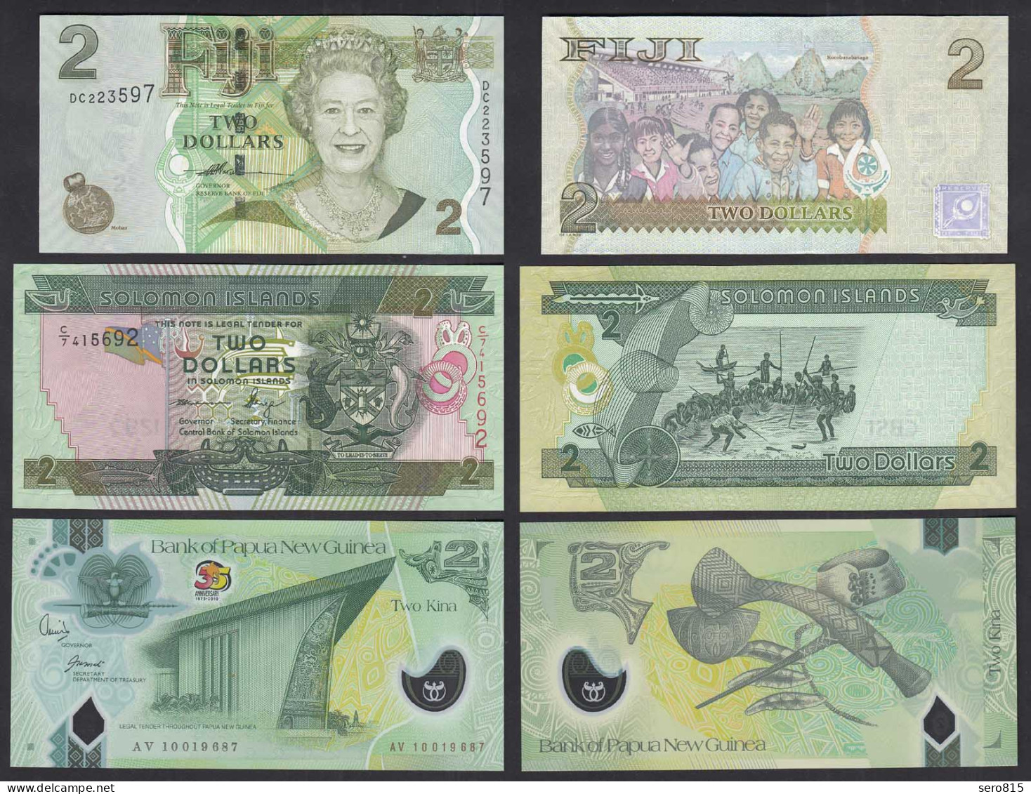 Fidschi - Solomon - Papua New Guinea Je 2 Dollars 2007/11 UNC (1)    (31918 - Sonstige – Ozeanien