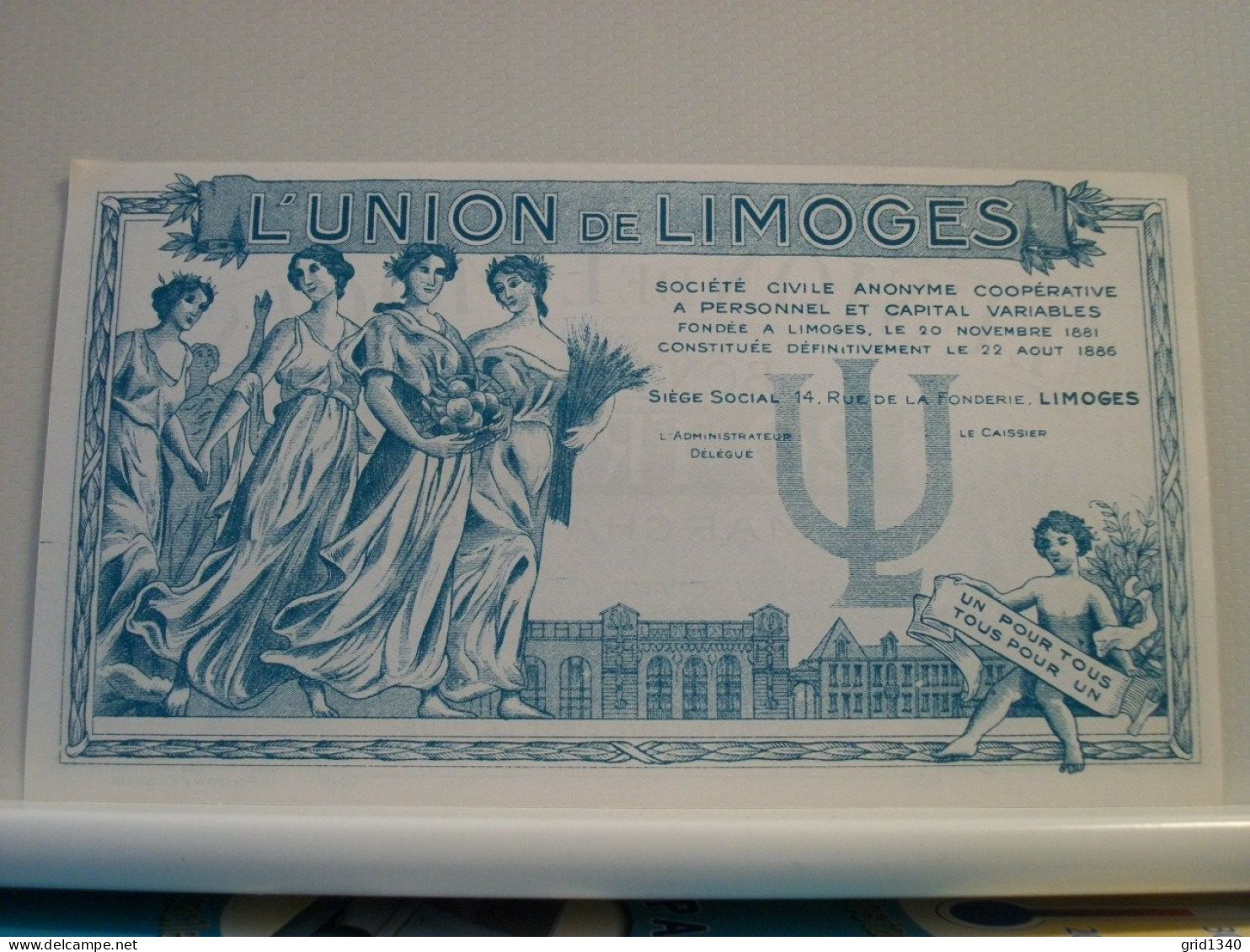 LOT DE 2 BILLETS DE LA SOCIETE COOPERATIVE L'UNION DE LIMOGES 10 FRANCS ET 20 FRANCS - Andere & Zonder Classificatie