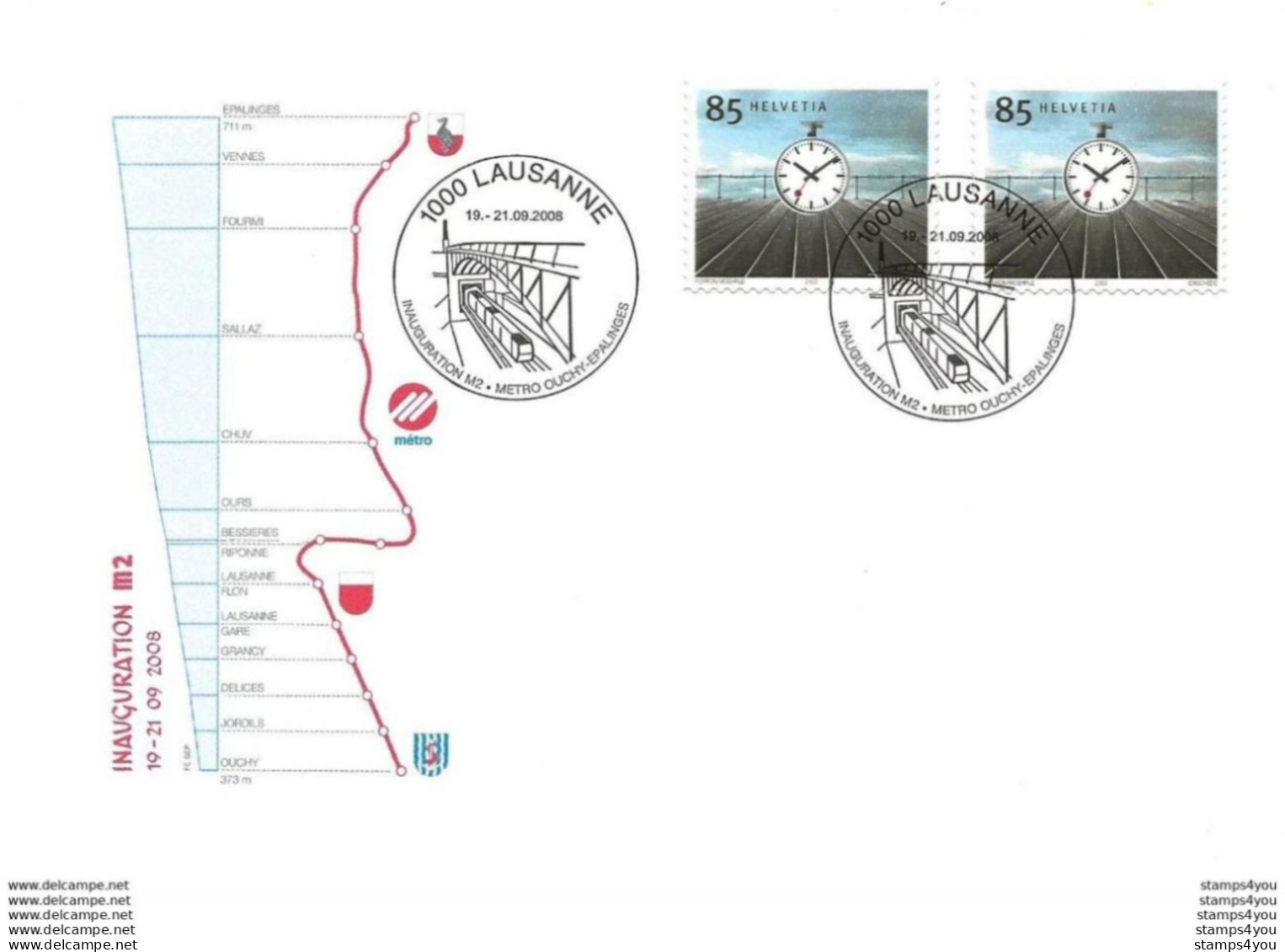 291 - 52 - Enveloppe Avec Oblit Spéciale "Inauguration Metro Ouchy-Epalinges 2009 Lausanne" - Marcophilie