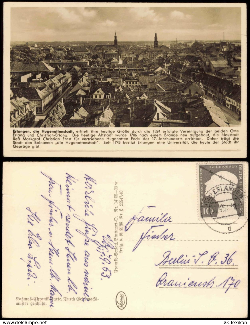 Ansichtskarte Erlangen Panorama-Ansicht 1953 - Erlangen
