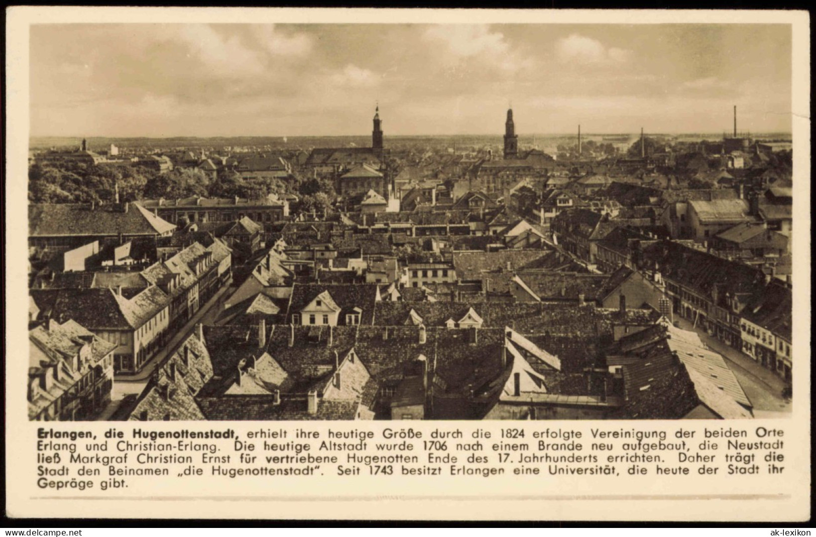 Ansichtskarte Erlangen Panorama-Ansicht 1953 - Erlangen