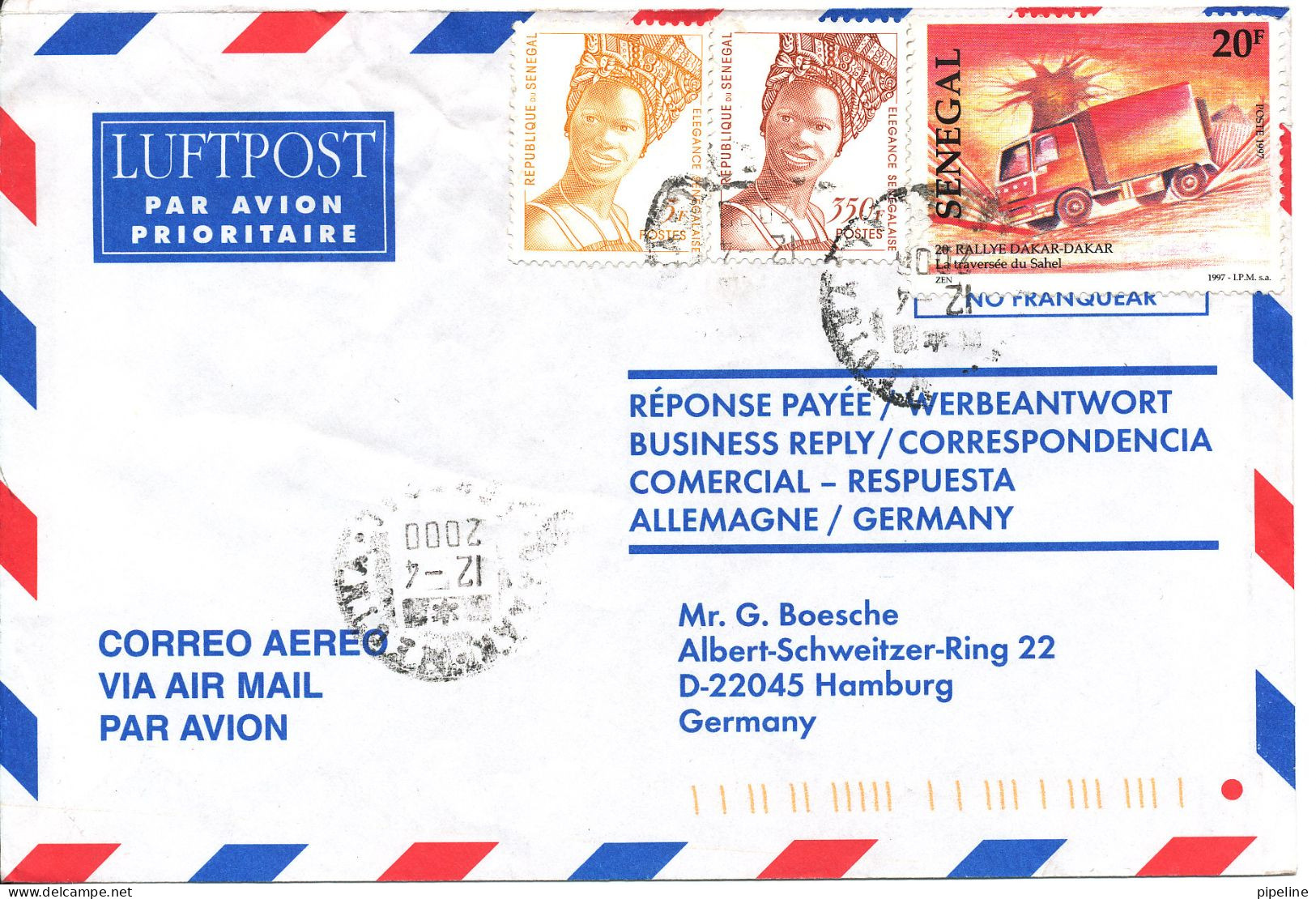Senegal Air Mail Cover Sent To Germany 12-4-2000 - Sénégal (1960-...)