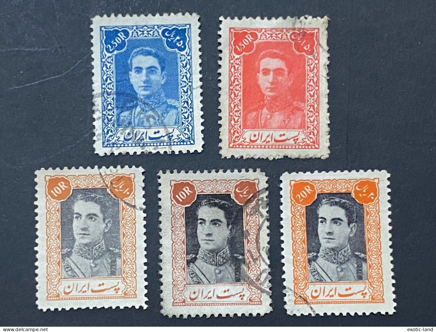 IRAN Lot Of 1942-45 Stamps Mohammad Reza Shah Pahlavi 10R 20R 2.50R 1.50R - Iran