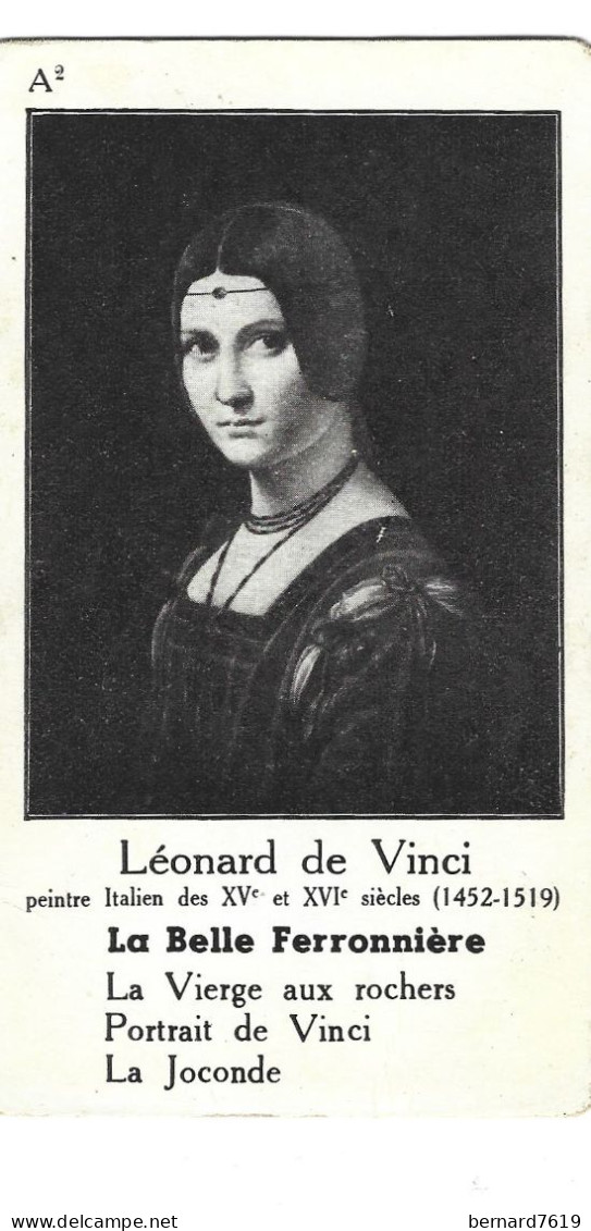 Chromo Image Cartonnee  - Histoire - Peinture - Leonard De Vinci - La Belle Ferronniere - Histoire