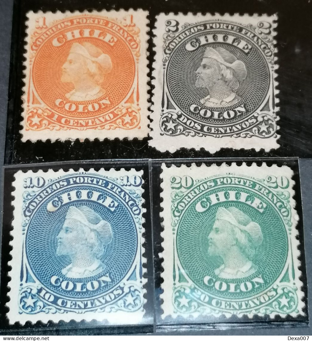 Chile 1867 MH Set 1,2,10 And 20 Centavos Michel 8,9,11,12 Cv 122 Eur - Chile