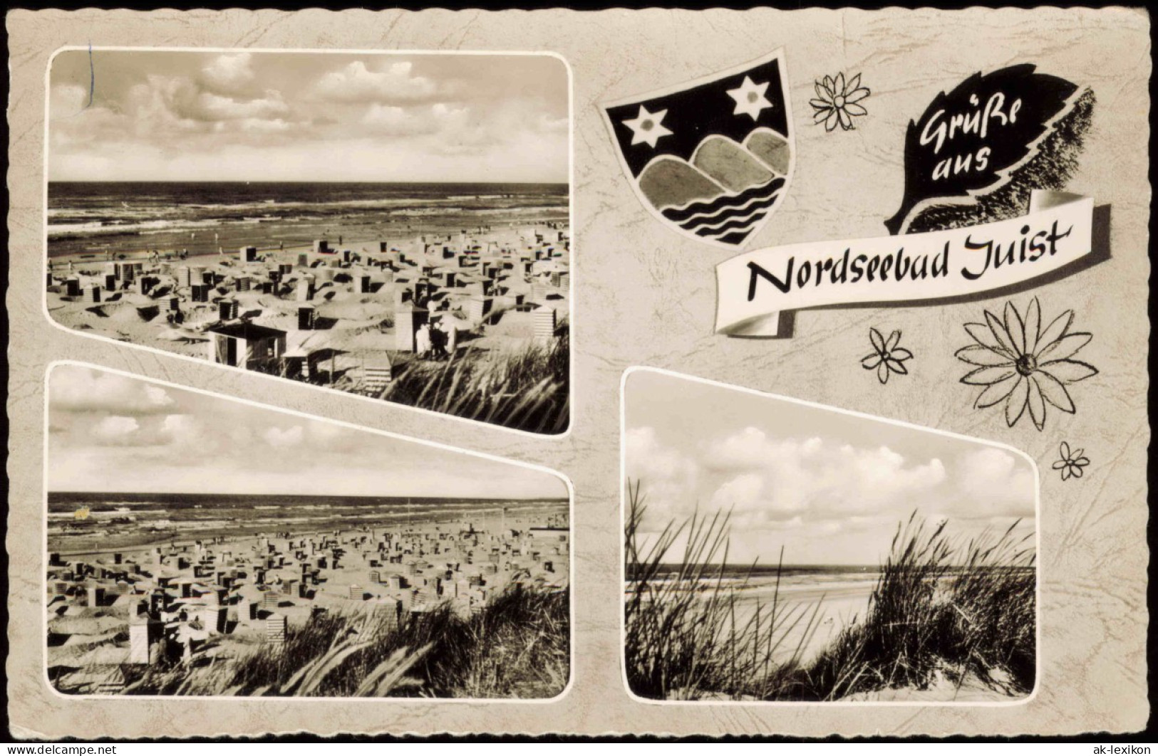 Ansichtskarte Juist 3 Bild Strandansichten 1966 - Juist