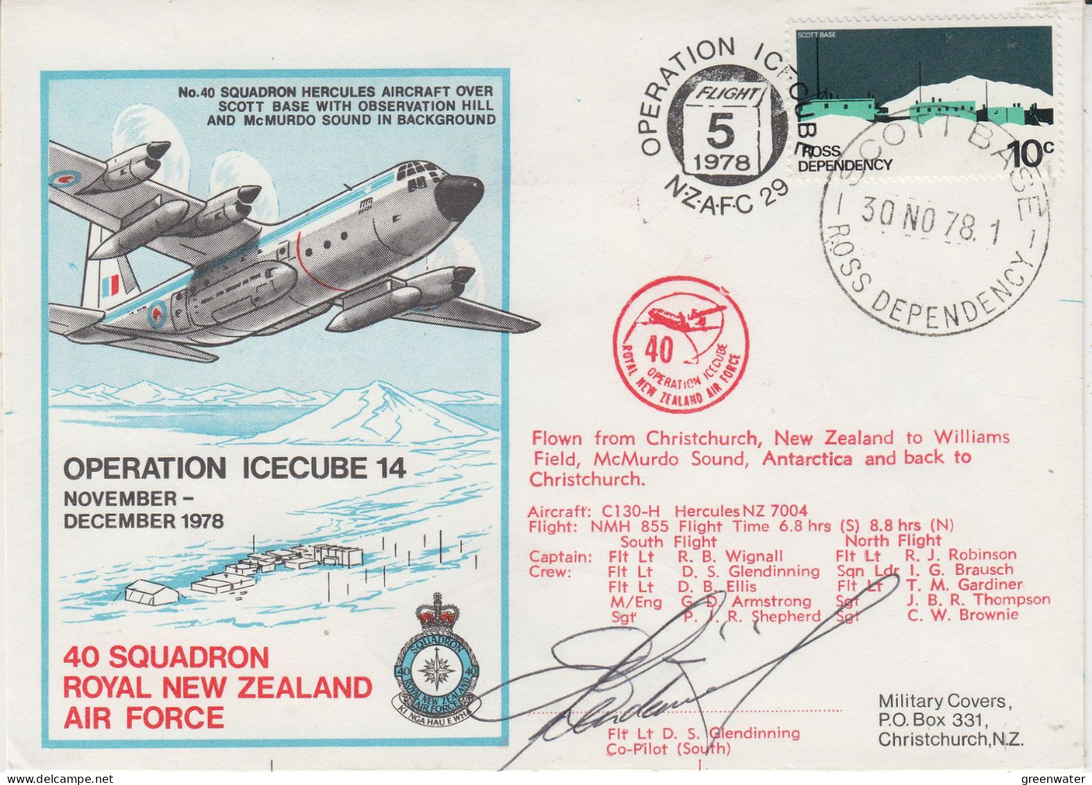 Ross Dependency 1978 Operation Icecube 14 Signature  Ca Scott Base 30 NOV 1978 (SO202) - Covers & Documents