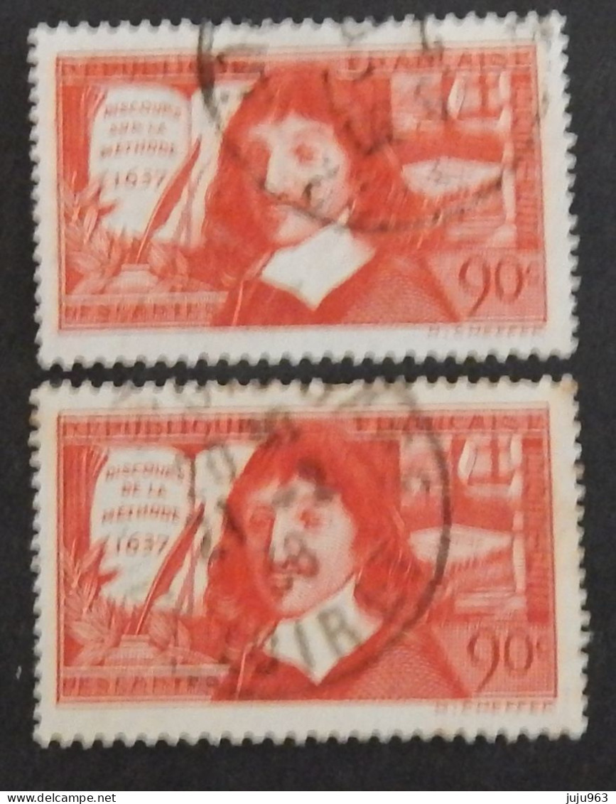 FRANCE YT 341/342 OBLITÉRÉS "RENE DESCARTES" ANNÉE 1937 - Usados