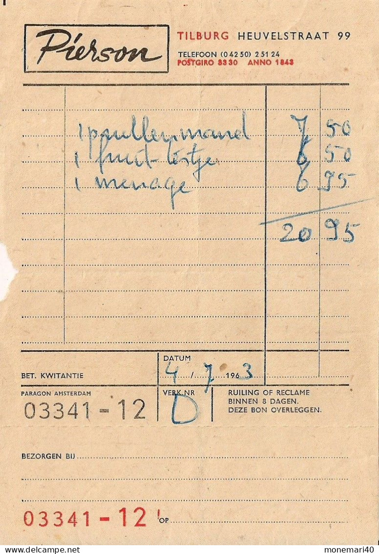 TILBURG - PIERSON - JUILLET 1963. - Niederlande