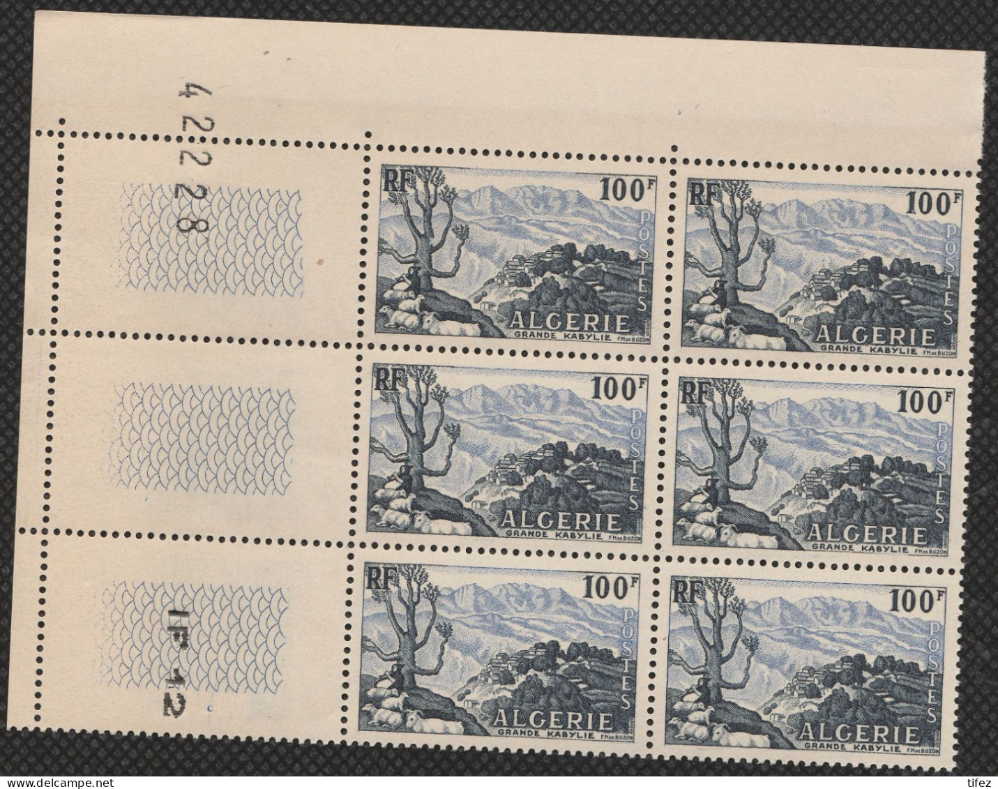 Année 1955-N°331 Neufs**MNH : Paysage De Grande Kabylie - Bloc De 6 (N°de Feuille) - Nuovi