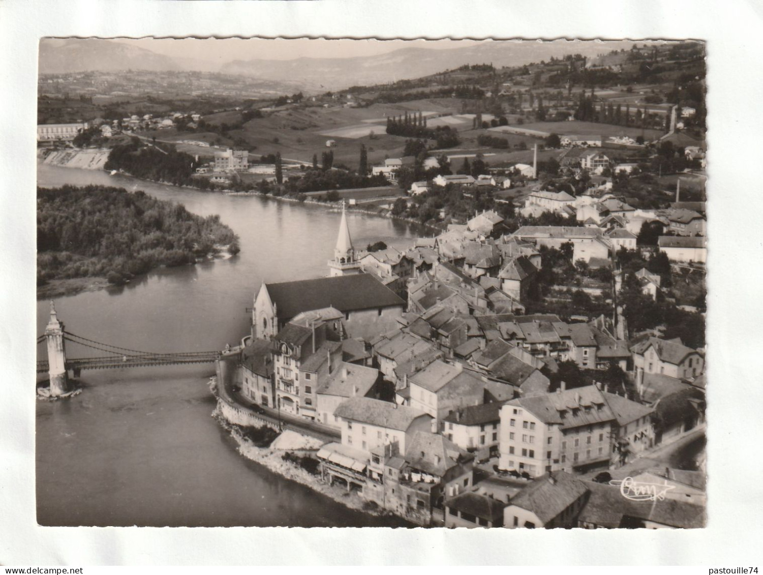 CPM. 15 X 10,5 -  SEYSSEL - Le Pont Sur Le Rhône  -  Vue  Aérienne - Seyssel