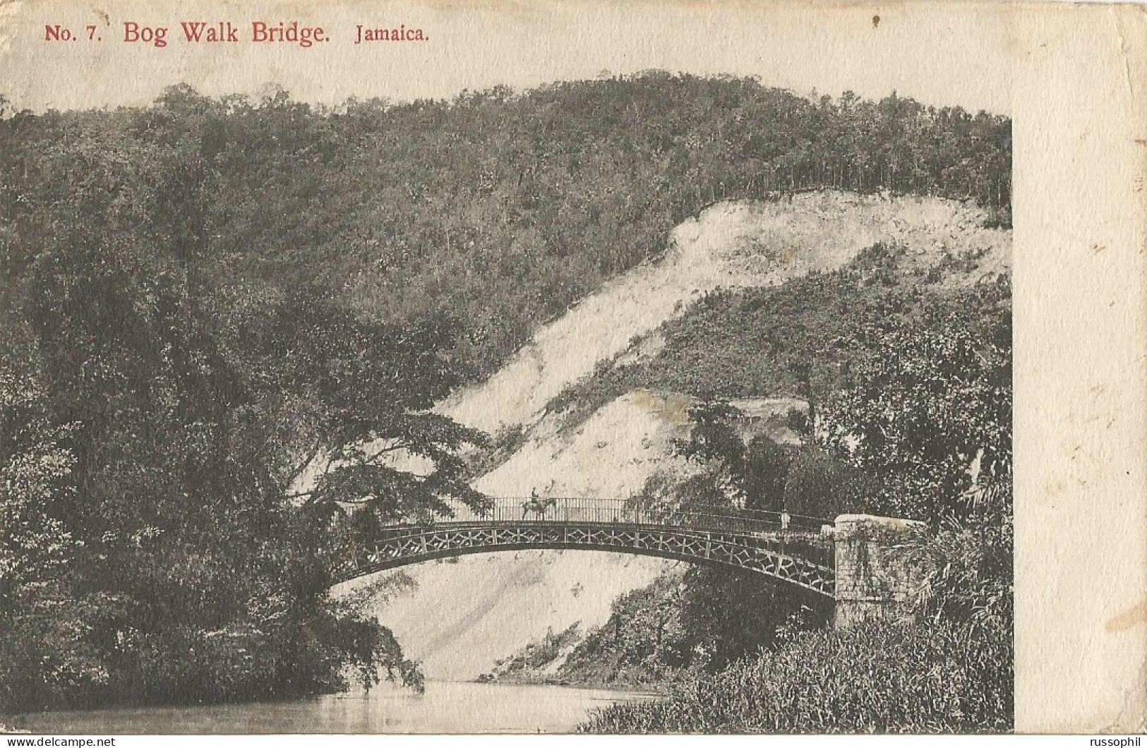 JAMAICA -  FRANKED PC (BOG WALK BRIDGE) FROM SAINT ANNS BAY TO FRANCE - 1908 - Jamaica (...-1961)