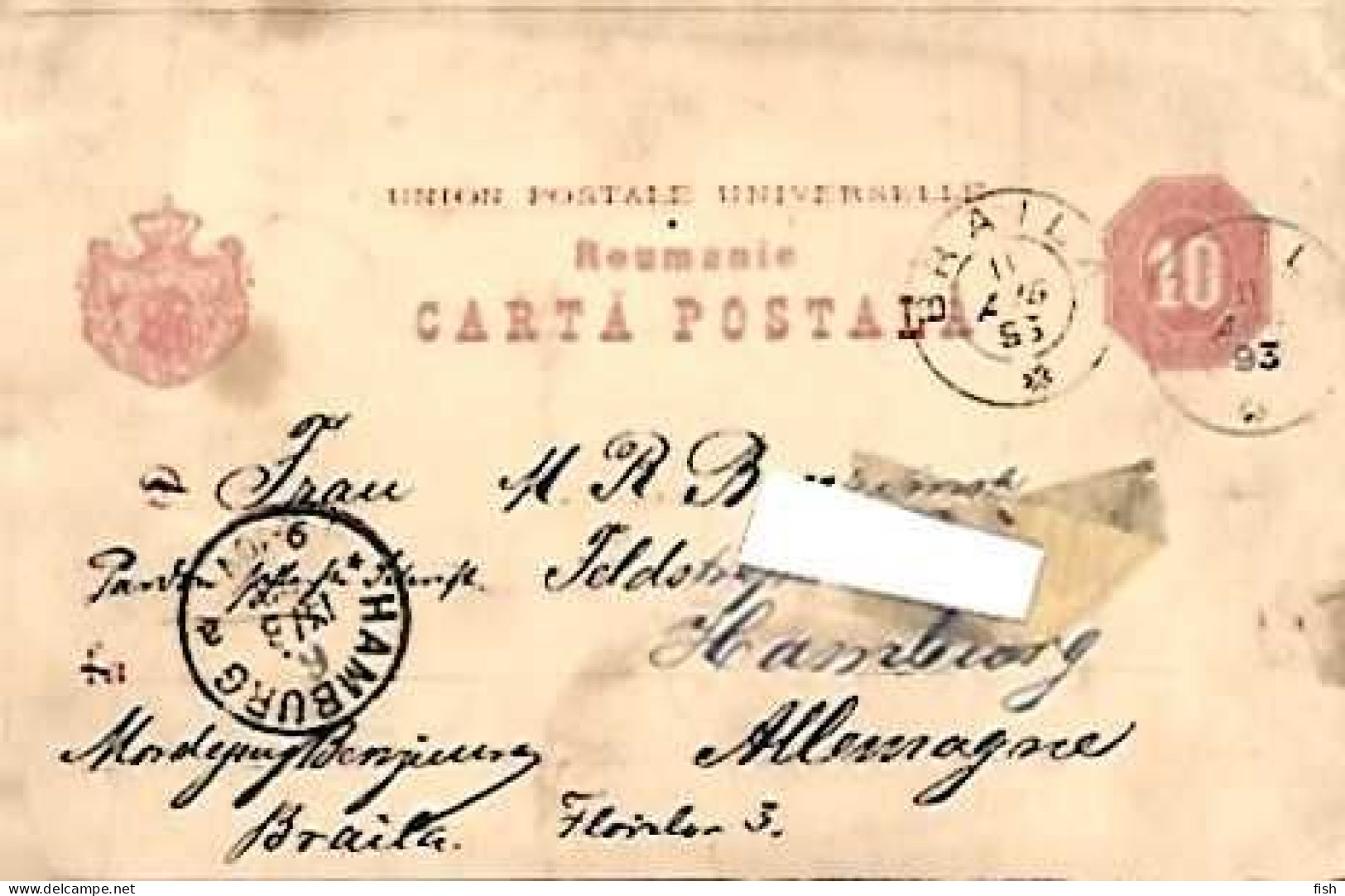 Romania & Carta Postala, Braila A Hamburg Germany 1893 (68688) - Briefe U. Dokumente