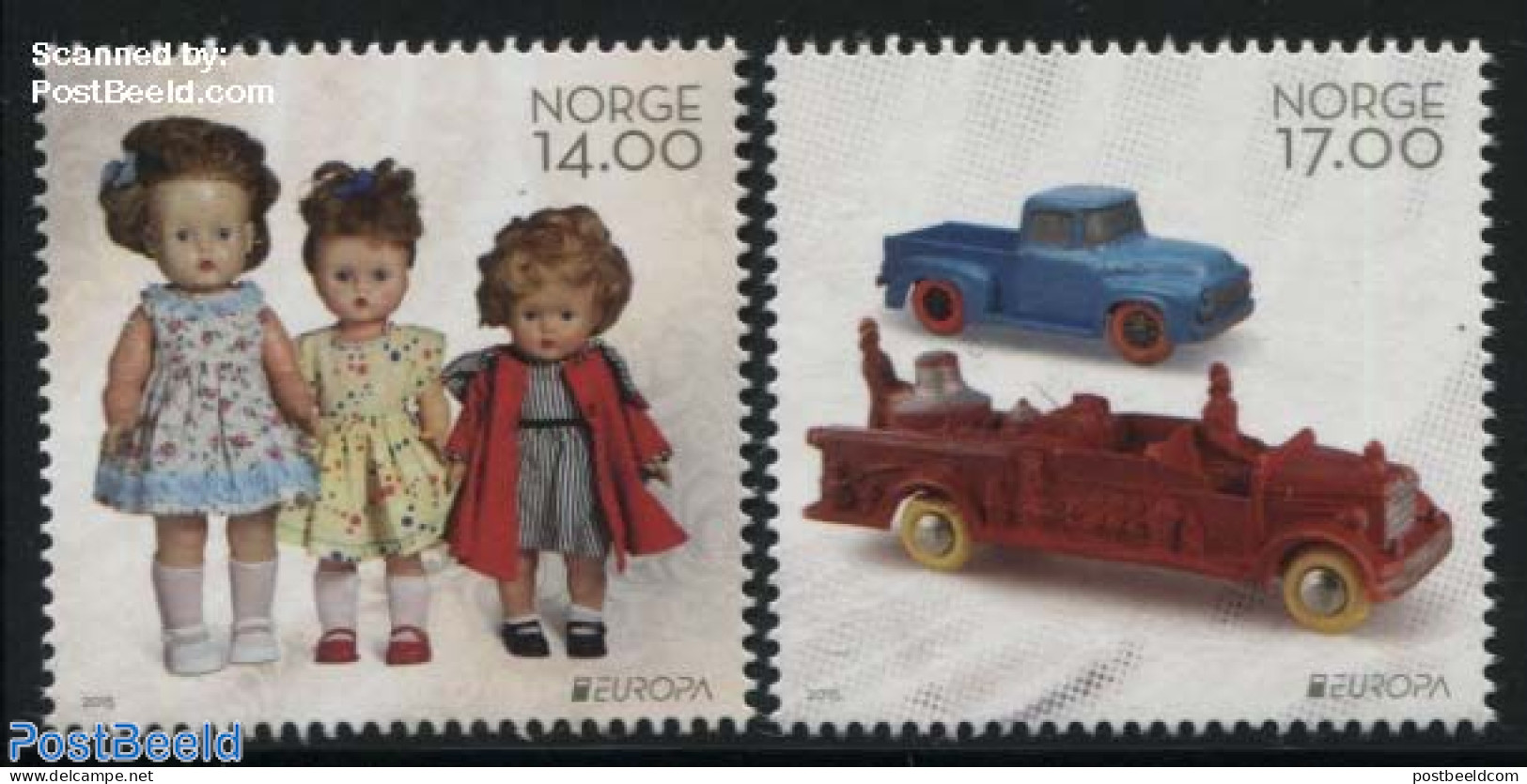 Norway 2015 Europa, Old Toys 2v, Mint NH, History - Transport - Various - Europa (cept) - Automobiles - Fire Fighters .. - Neufs