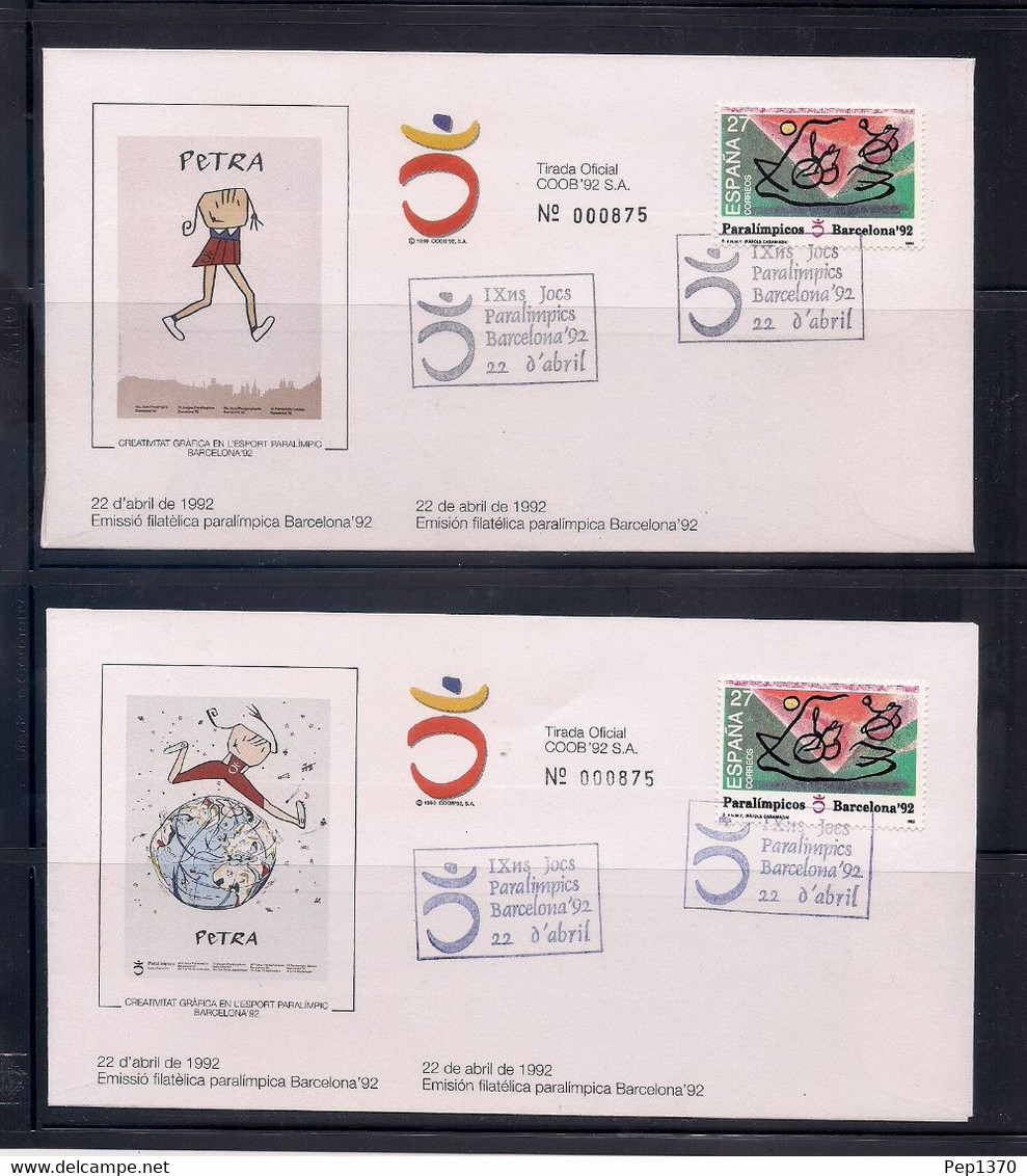 BARCELONA 92 - SPD - FDC - EMISION OFICIAL DEL COOB'92- JUEGOS PARALIMPICOS - EDIFIL 3192 - Estate 1992: Barcellona