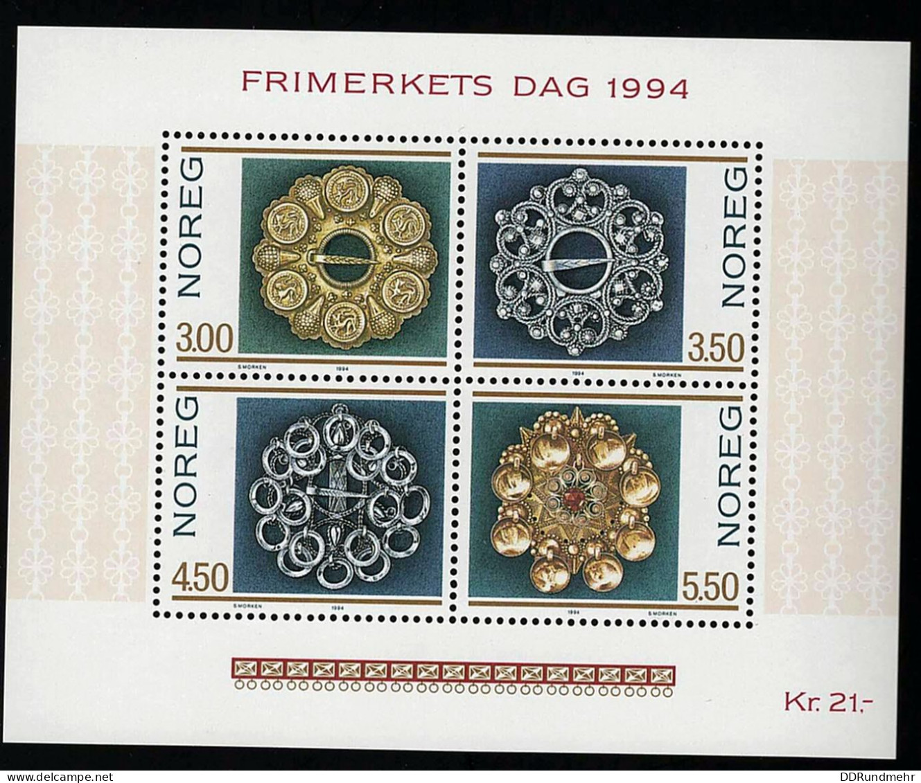 1994 Silver Michel NO BL21 Stamp Number NO 1069 Yvert Et Tellier NO BF21 Stanley Gibbons NO MS1194 Xx MNH - Blokken & Velletjes