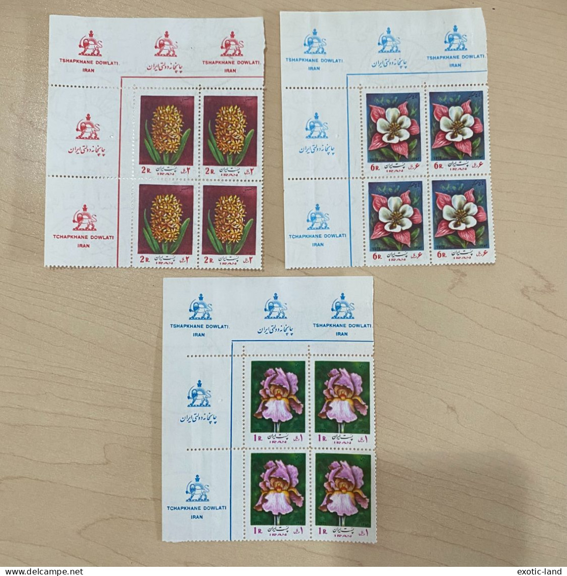 Iran Stamp Corner Blocks 1978 MNH Flowers Flora - Irán