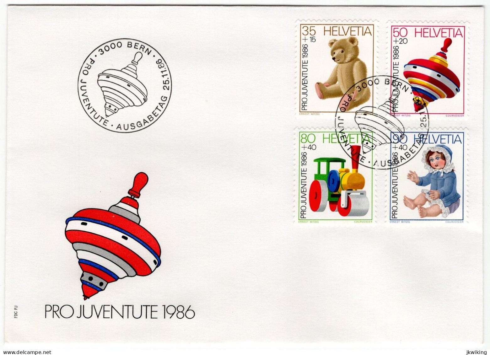 SWITZERLAND, PRO JUVENTUTE 1986, FDC, MICHEL No. 1331-1334 Doll, Teddy Bear - Children's Toys - Sonstige & Ohne Zuordnung