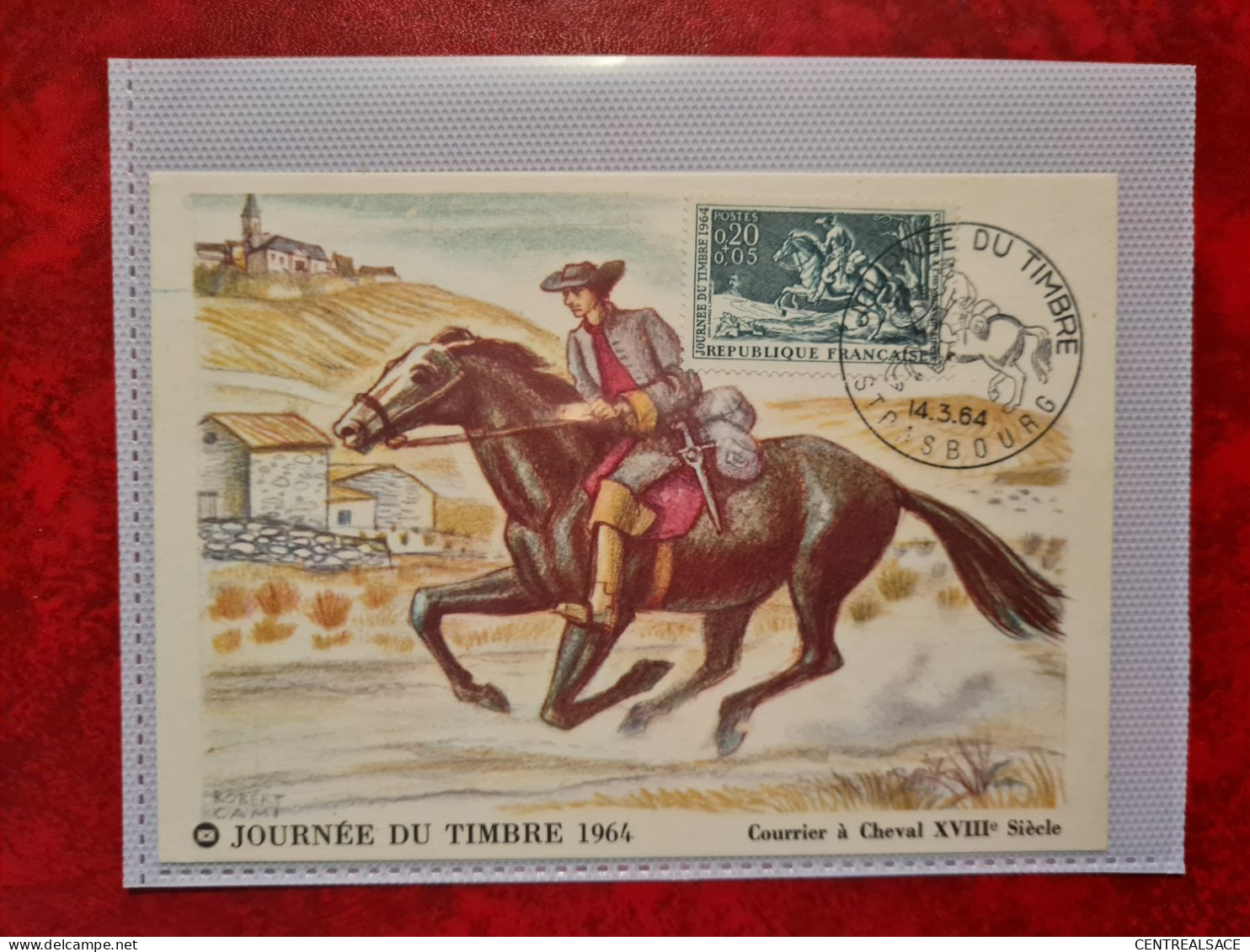 Carte Maxi 1964  FDC Strasbourg Journee Du Timbre  Courrier A Cheval - Other & Unclassified