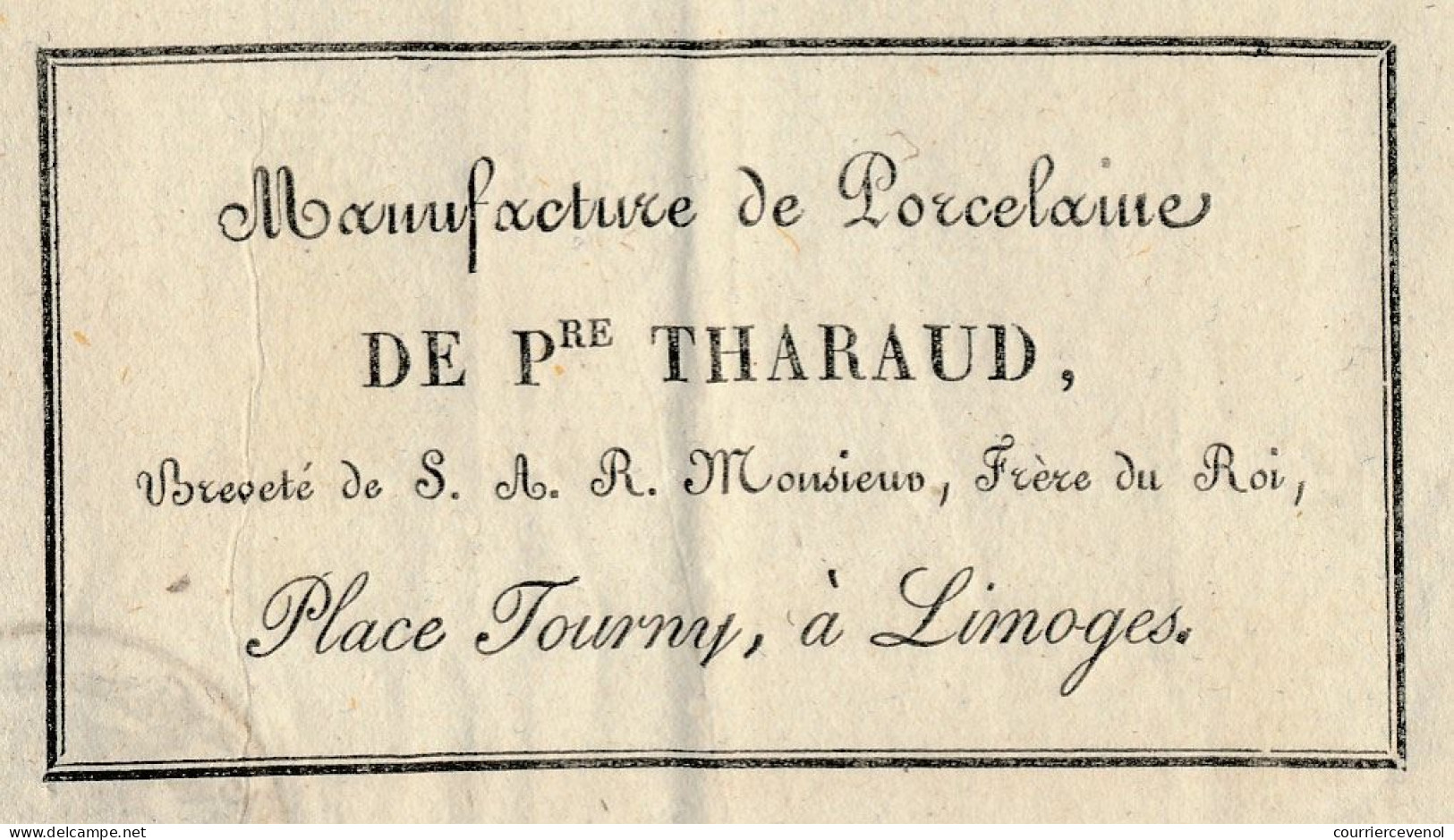 Lettre De Voiture - Manufacture De Porcelaine De Pre THARAUD, Place Fourny à Limoges - Timbre Royal 25c + 2/5 En Sus ... - Storia Postale
