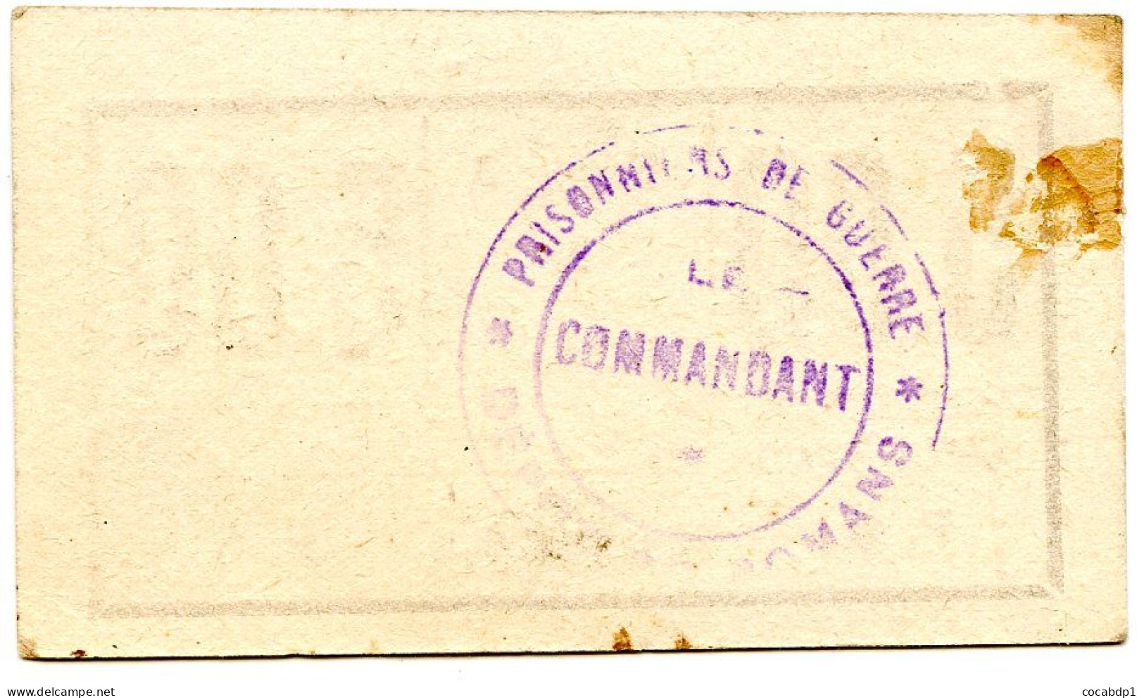 DROME - ROMANS - RARE BILLET / BON DE NECESSITE PRISONNIER DE GUERRE ALLEMAND 1914-1918 - Bons & Nécessité