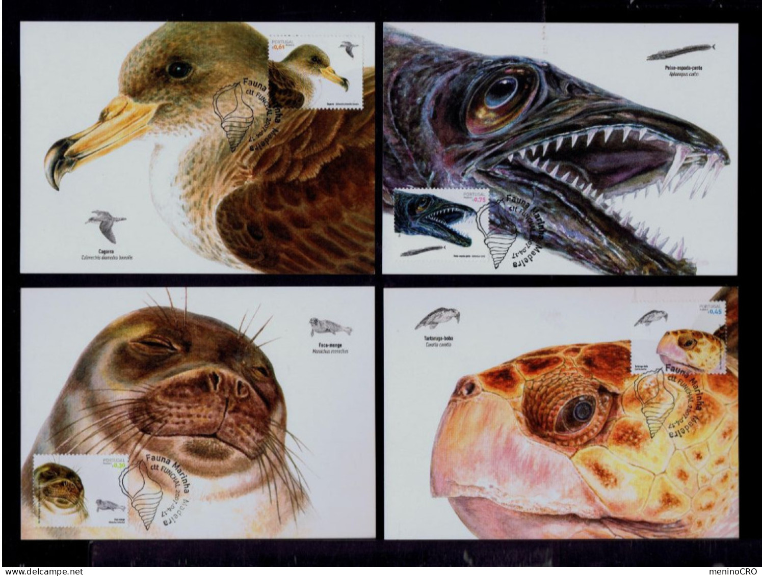 Mc1112 MADEIRA Fishes Faune Maritime Turtles Amphibians Cagarra Birds Black Fish Portugal Set -4 - Schildpadden