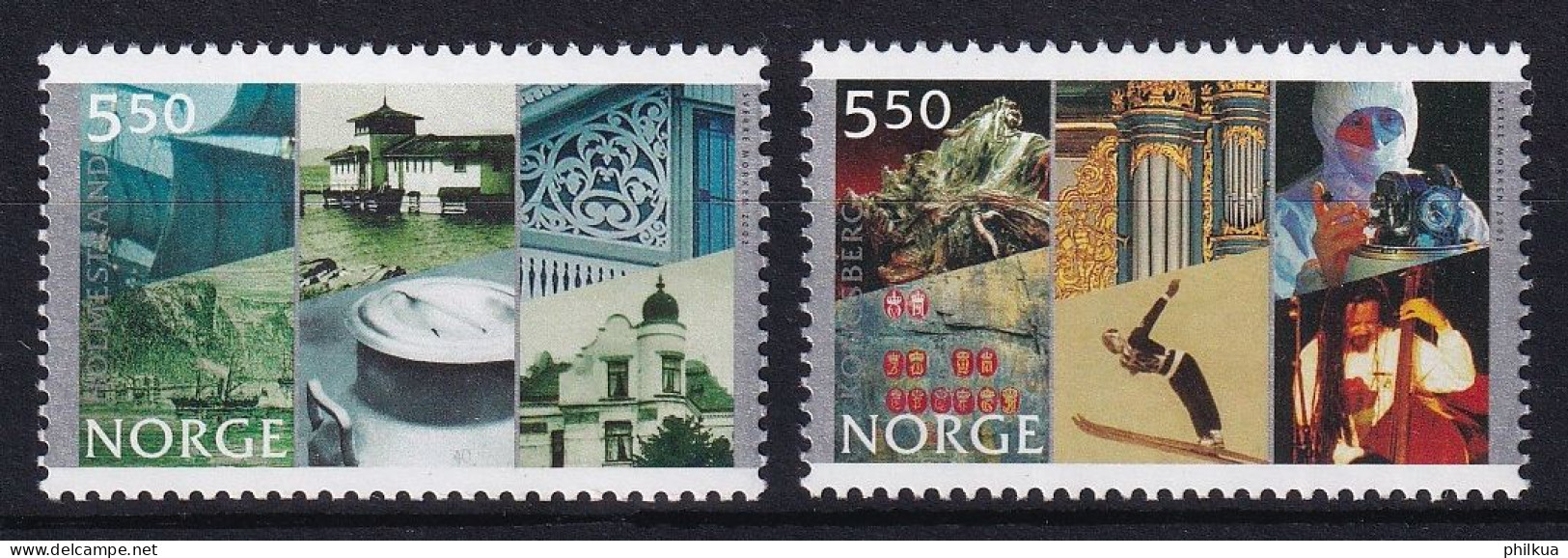 MiNr. 1436 - 1437 Norwegen 2002, 5. Juni. 250 Jahre Stadt Holmestrand, 200 Jahre Stadt Kongsberg - Postfrisch/**/MNH - Unused Stamps