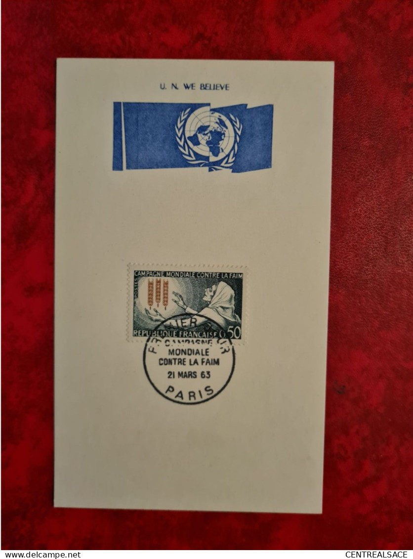 Carte Maxi 1964  FDC 1963 PARIS CAMPAGNE MONDIALE CONTRE LA FAIN - Other & Unclassified