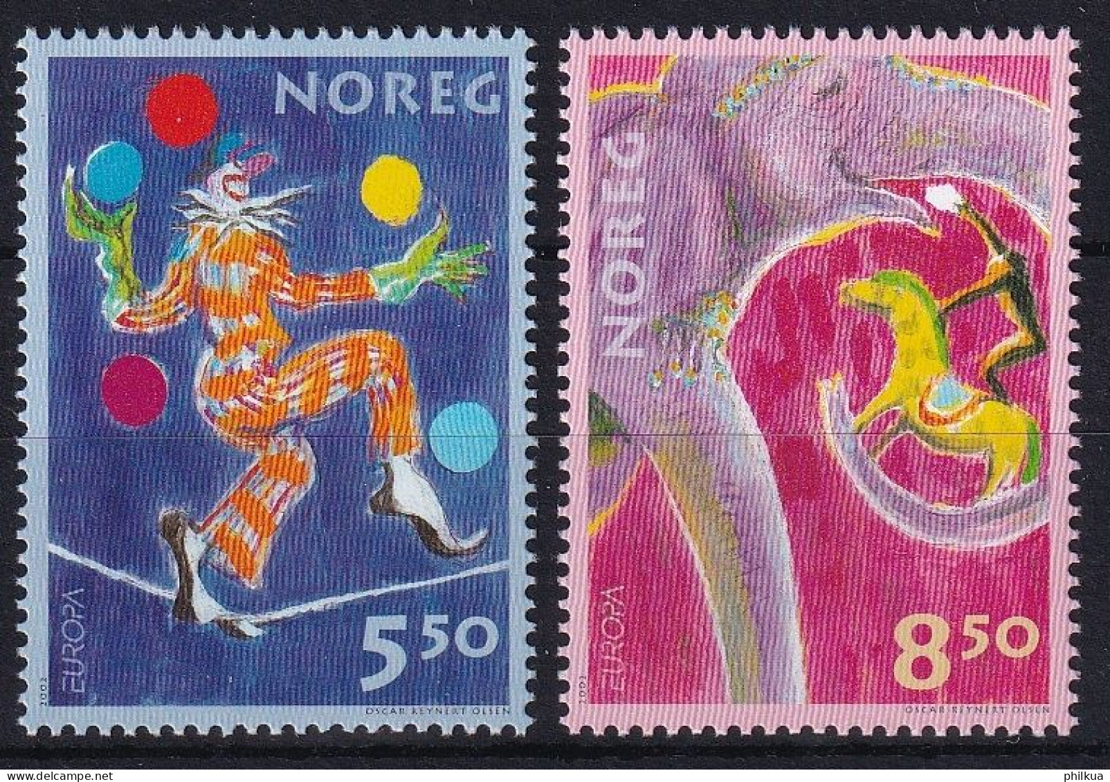 MiNr. 1446 - 1447 Norwegen       2002, 20. Sept. Europa: Zirkus - Postfrisch/**/MNH - Neufs