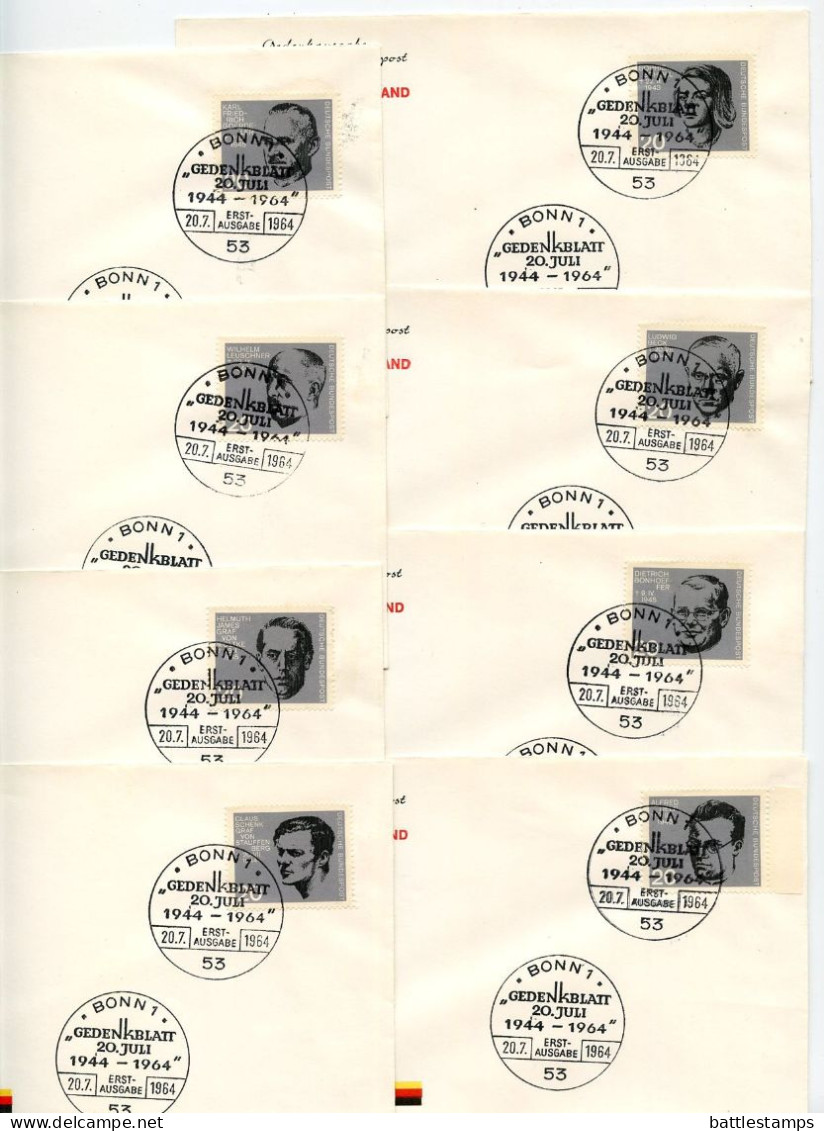 Germany, West 1964 8 FDCs Scott 883-890 German Resistance To The Nazis - 1961-1970