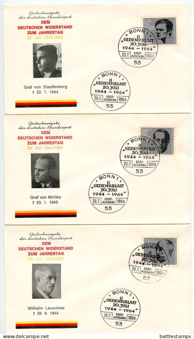 Germany, West 1964 8 FDCs Scott 883-890 German Resistance To The Nazis - 1961-1970