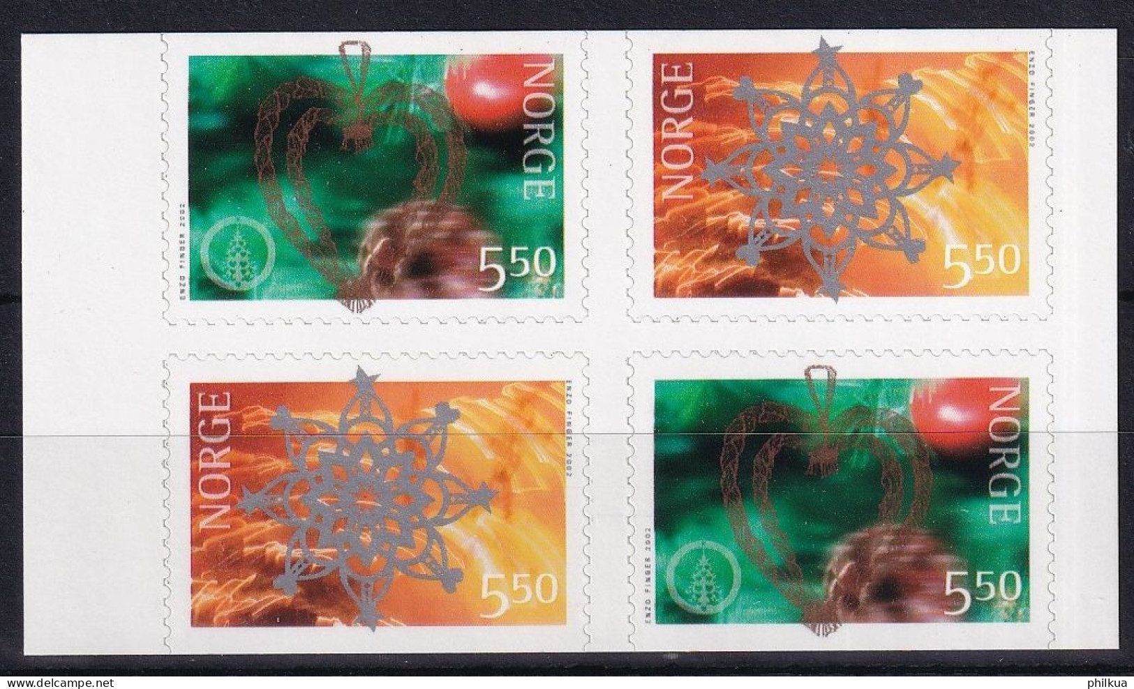 MiNr. 1450 - 1451 Norwegen       2002, 20. Nov. Weihnachten: Weihnachtsschmuck - Postfrisch/**/MNH - Unused Stamps