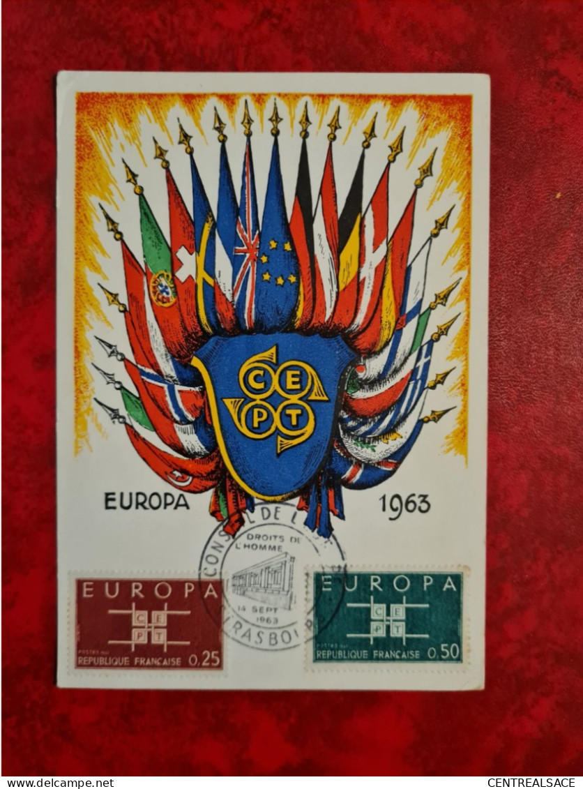 Carte Maxi 1964  FDC 1963 STRASBOURG EUROPA CONSEIL DE L'EUROPE - Andere & Zonder Classificatie