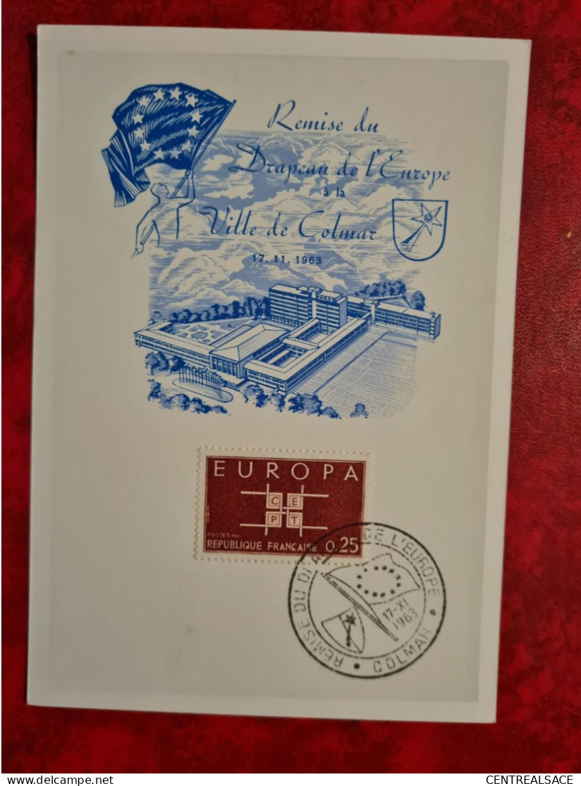 Carte Maxi 1964  FDC 1963 COLMAR REMISE DU DRAPEAU DE L'EUROPE - Altri & Non Classificati