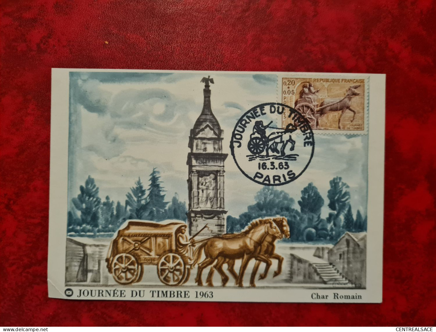 Carte Maxi 1964  FDC 1963 PARIS JOURNEE DU TIMBRE CHAR ROMAIN - Altri & Non Classificati