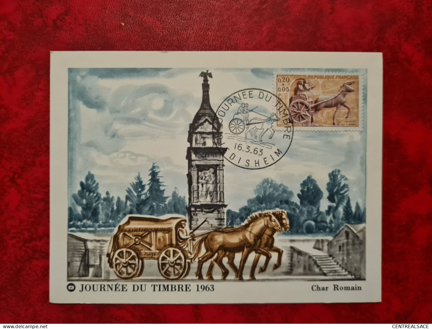 Carte Maxi 1964  FDC 1963 RIEDISHEIM JOURNEE DU TIMBRE CHAR ROMAIN - Other & Unclassified