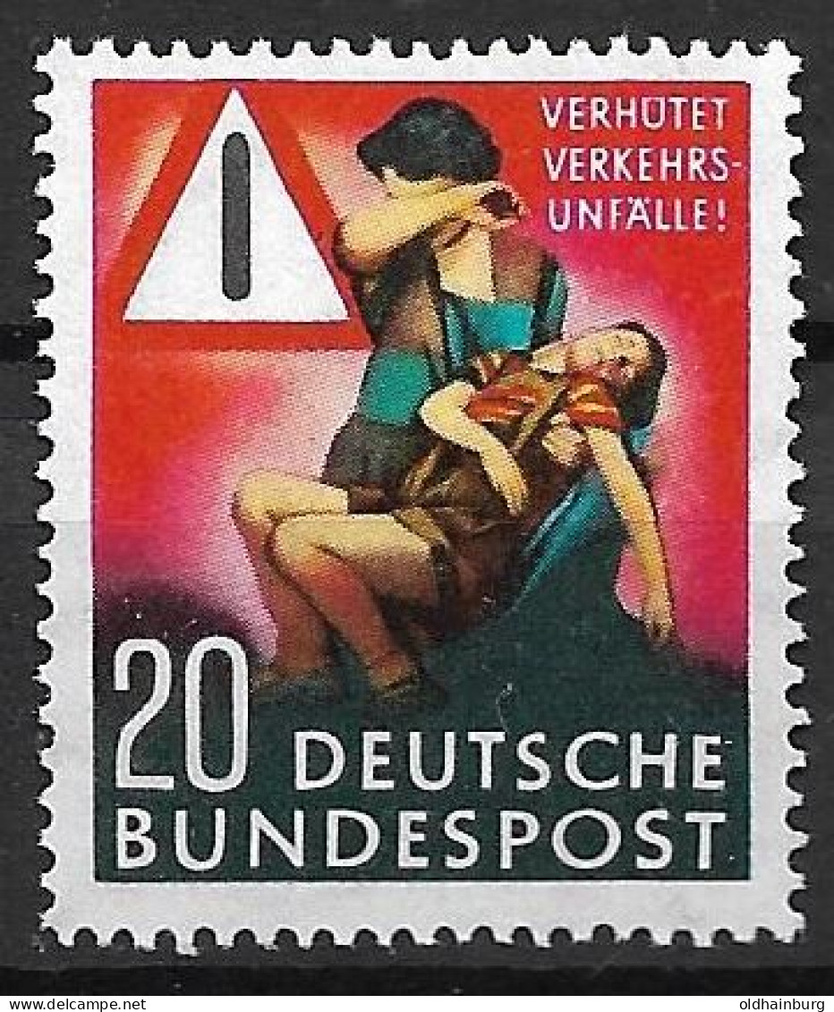 Bund 1952: Mi. 162 ** Verkehrssicherheit- Unfallvorbeugung (18.-) - Unfälle Und Verkehrssicherheit