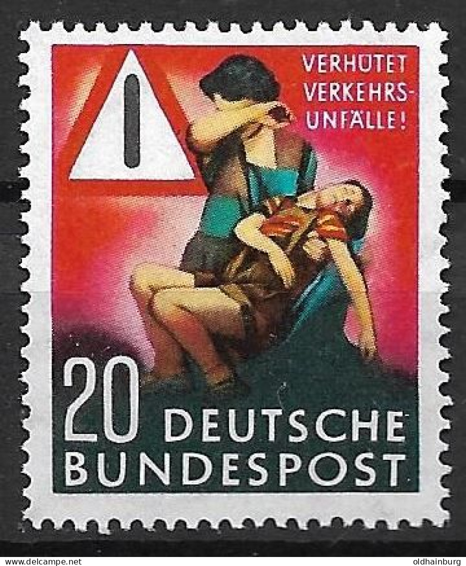 Bund 1952: Mi. 162 ** Verkehrssicherheit- Unfallvorbeugung (18.-) - Accidents & Road Safety