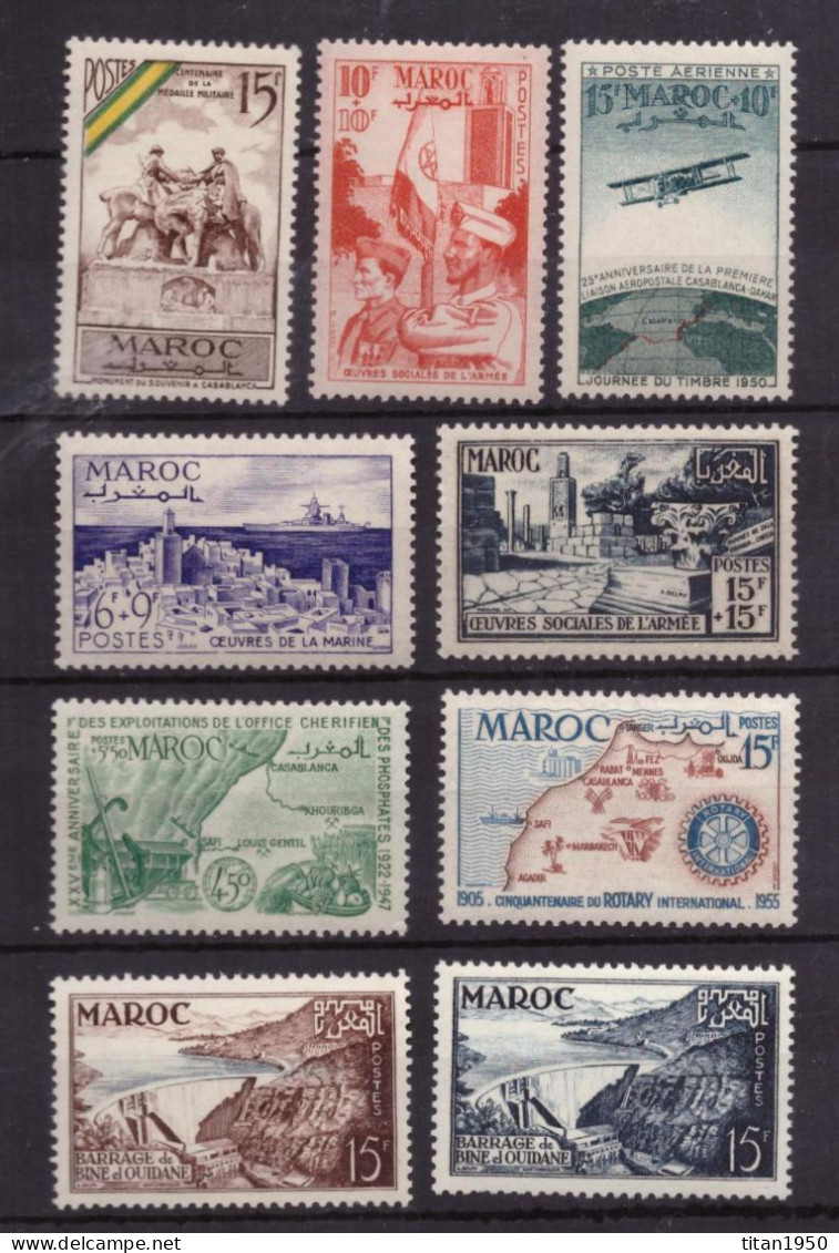 MAROC - Divers - 1947-1956 - Lot De 9 Tmbres Neufs ** - Cote  20 € - Unused Stamps