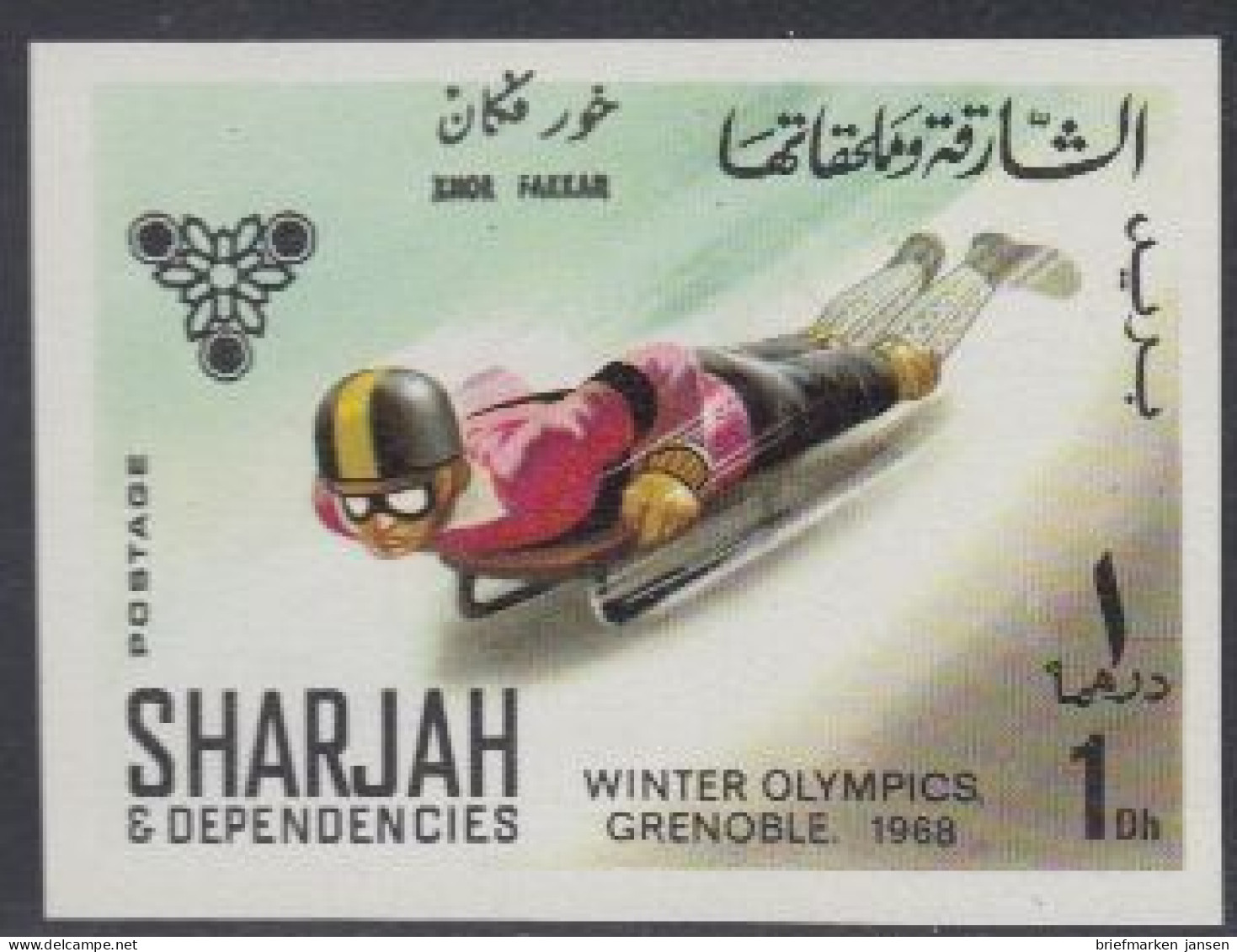 Sharjah Khor Fakkan Mi.Nr. 156B Olympia 1968 Grenoble, Rennrodeln Skeleton? (1) - Sharjah