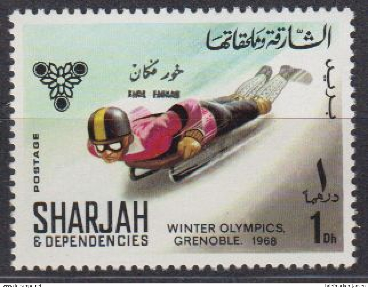 Sharjah Khor Fakkan Mi.Nr. 156A Olympia 1968 Grenoble, Rennrodeln Skeleton? (1) - Sharjah