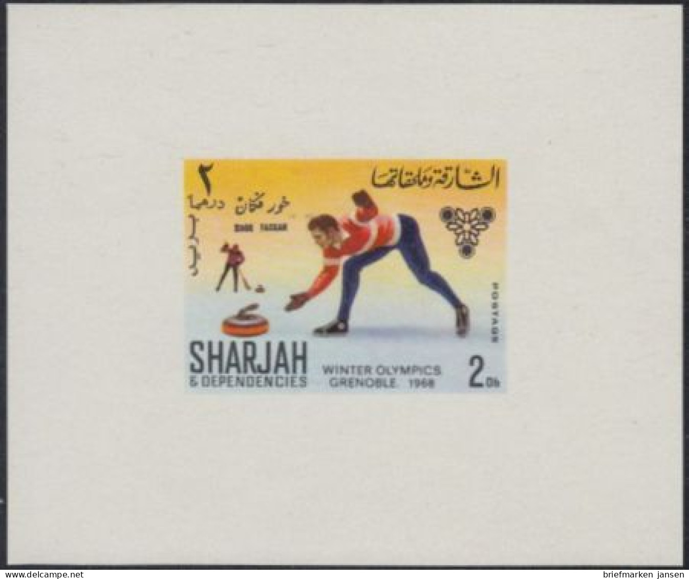 Sharjah Khor Fakkan Mi.Nr. 157Sb Olympia 1968 Grenoble, Curling (2) - Schardscha