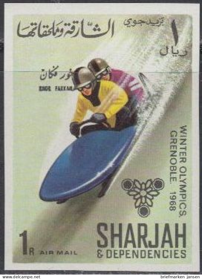 Sharjah Khor Fakkan Mi.Nr. 161B Olympia 1968 Grenoble, Zweierbob (1) - Schardscha