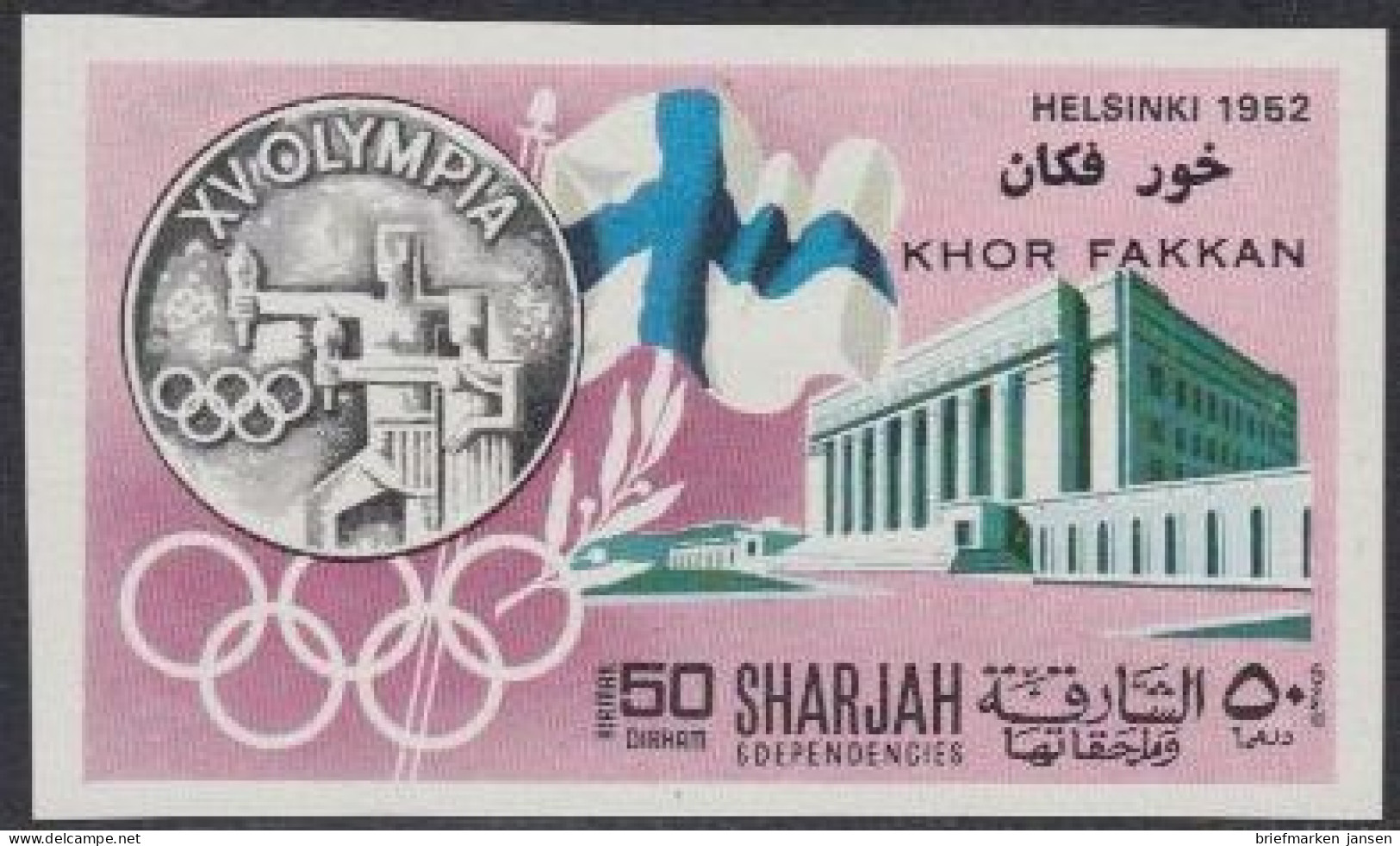 Sharjah Khor Fakkan Mi.Nr. 165B Geschichte D.Olymp. Spiele, Helsinki 1952 (50) - Schardscha