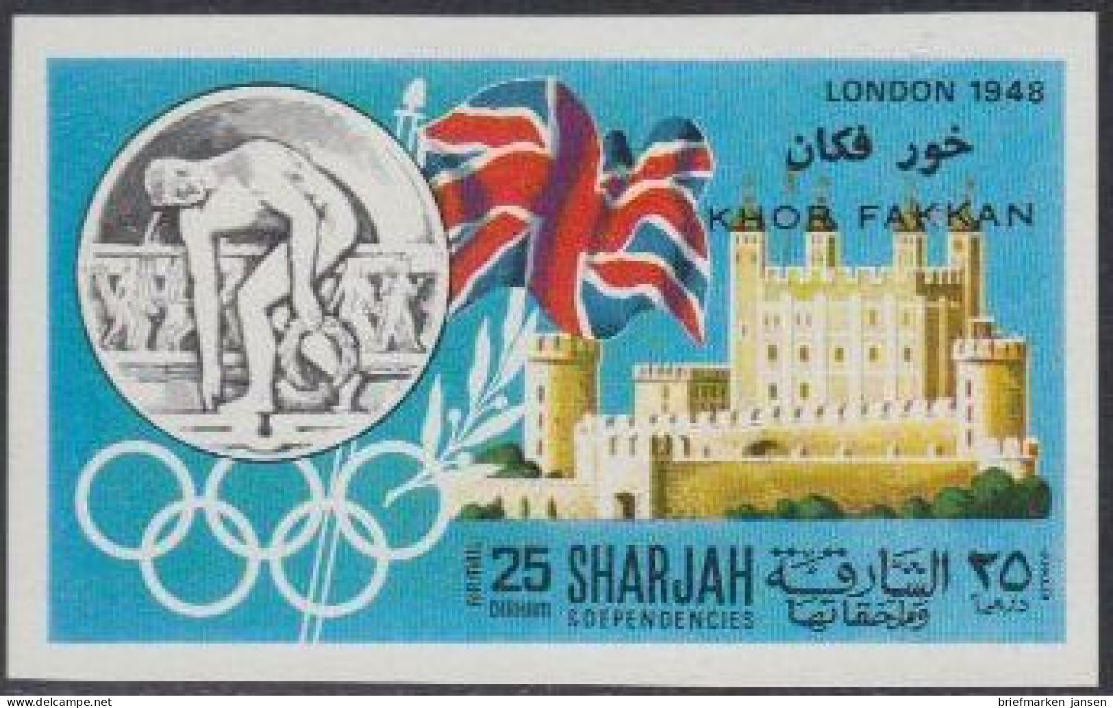 Sharjah Khor Fakkan Mi.Nr. 164B Geschichte D.Olymp. Spiele, London 1948 (25) - Schardscha